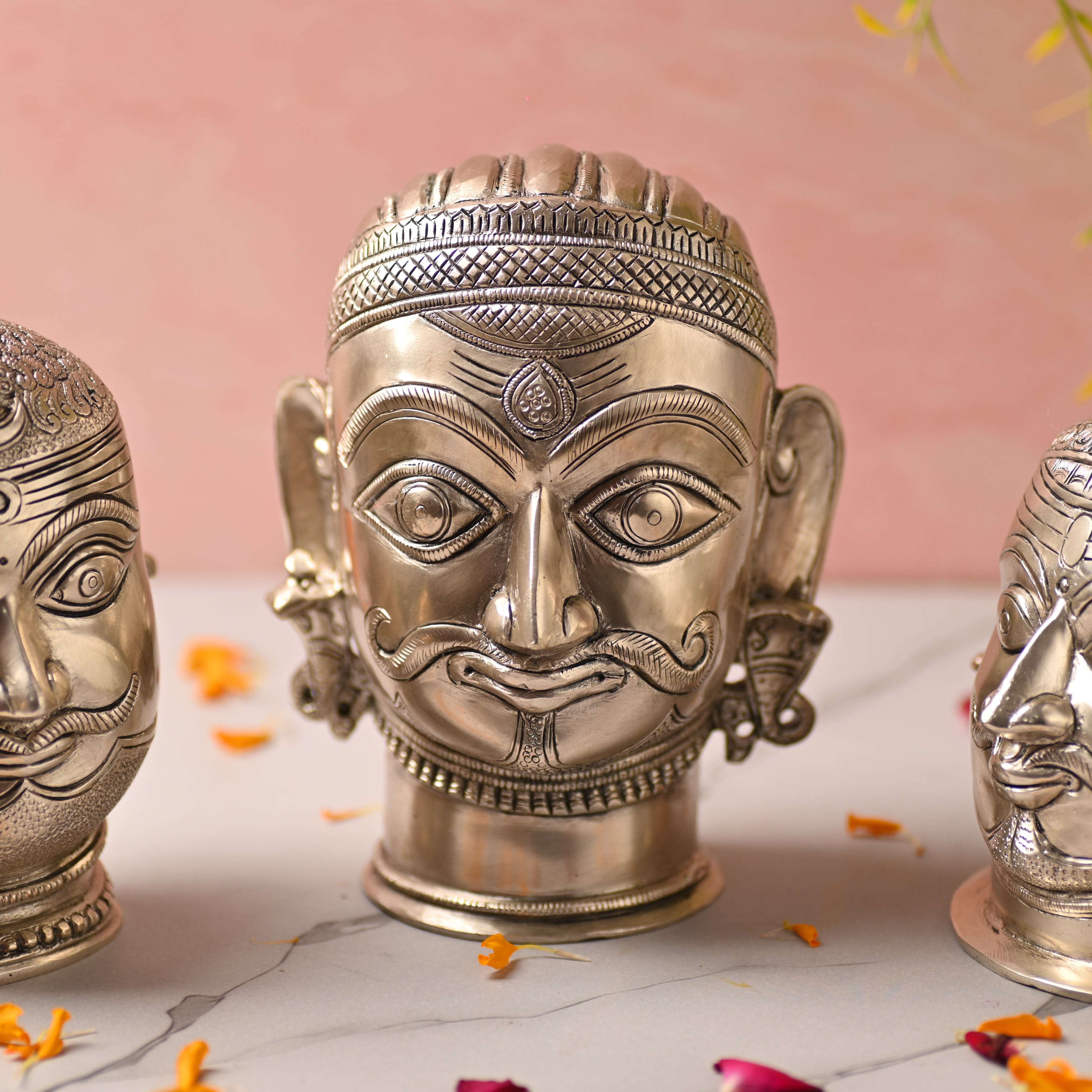 Brass Silver Plated Shiva Head Idol - Image 5