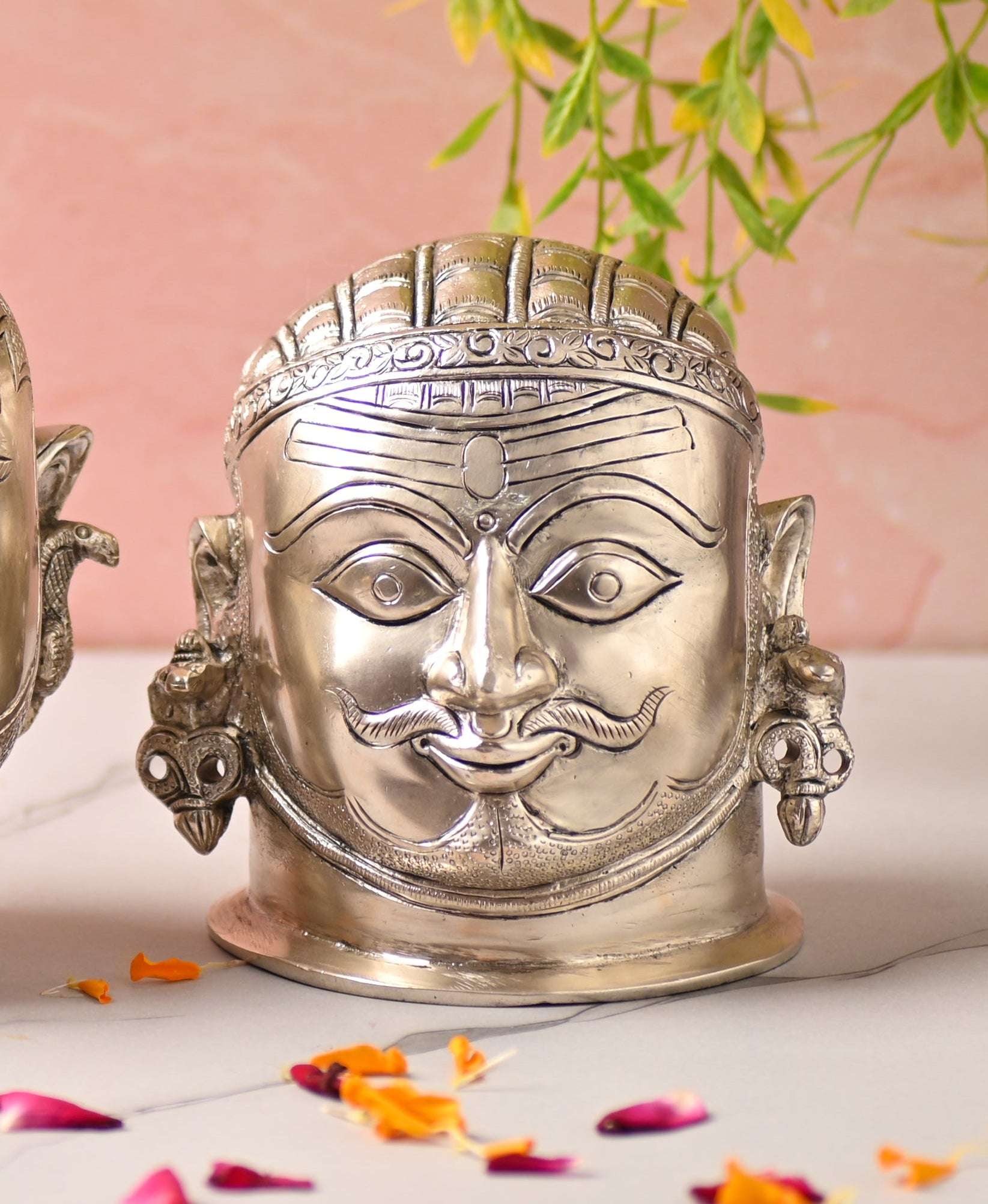 Brass Silver Plated Shiva Head Idol - Image 6