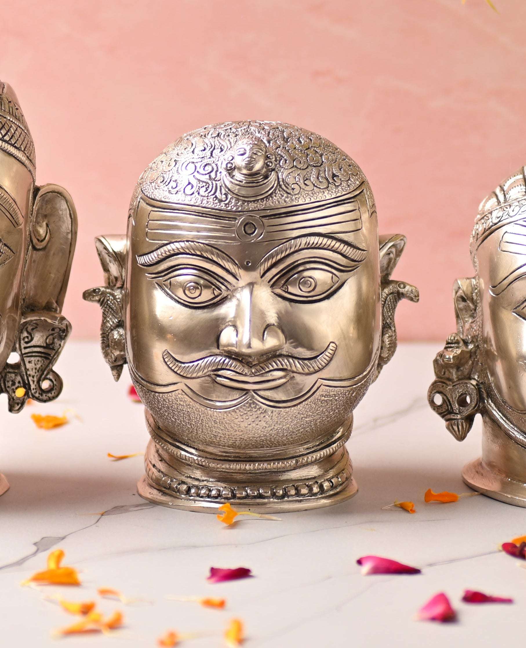Brass Silver Plated Shiva Head Idol - Image 7