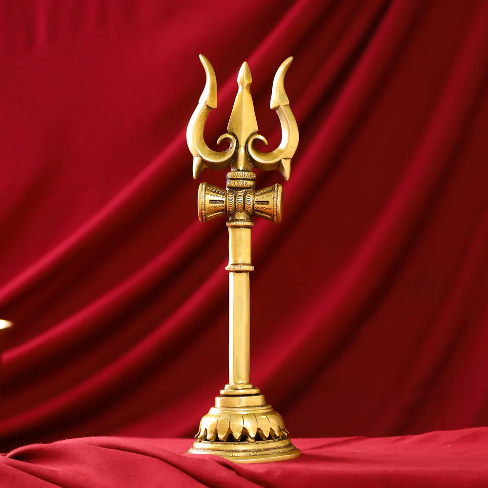 Brass Shiva's Damru Trishul