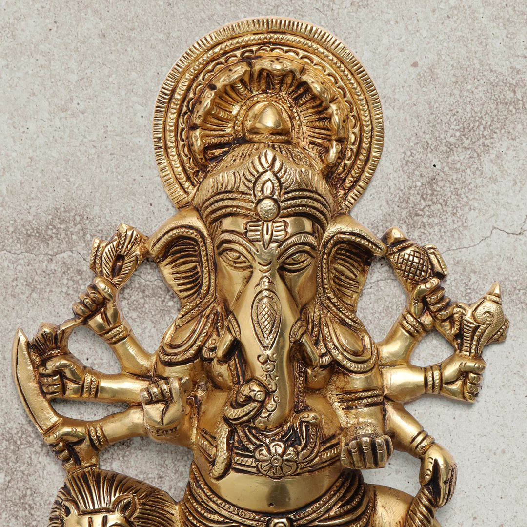Brass Shubha Drishti Ganesha Wall Hanging (9 Inch) - Image 3