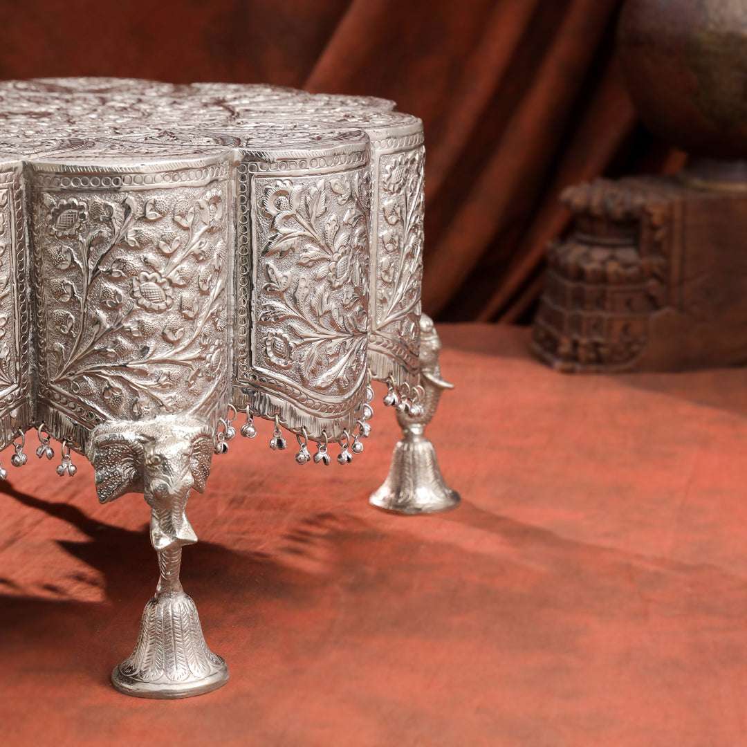 Brass Silver Plated Handcrafted Chowki - Image 5