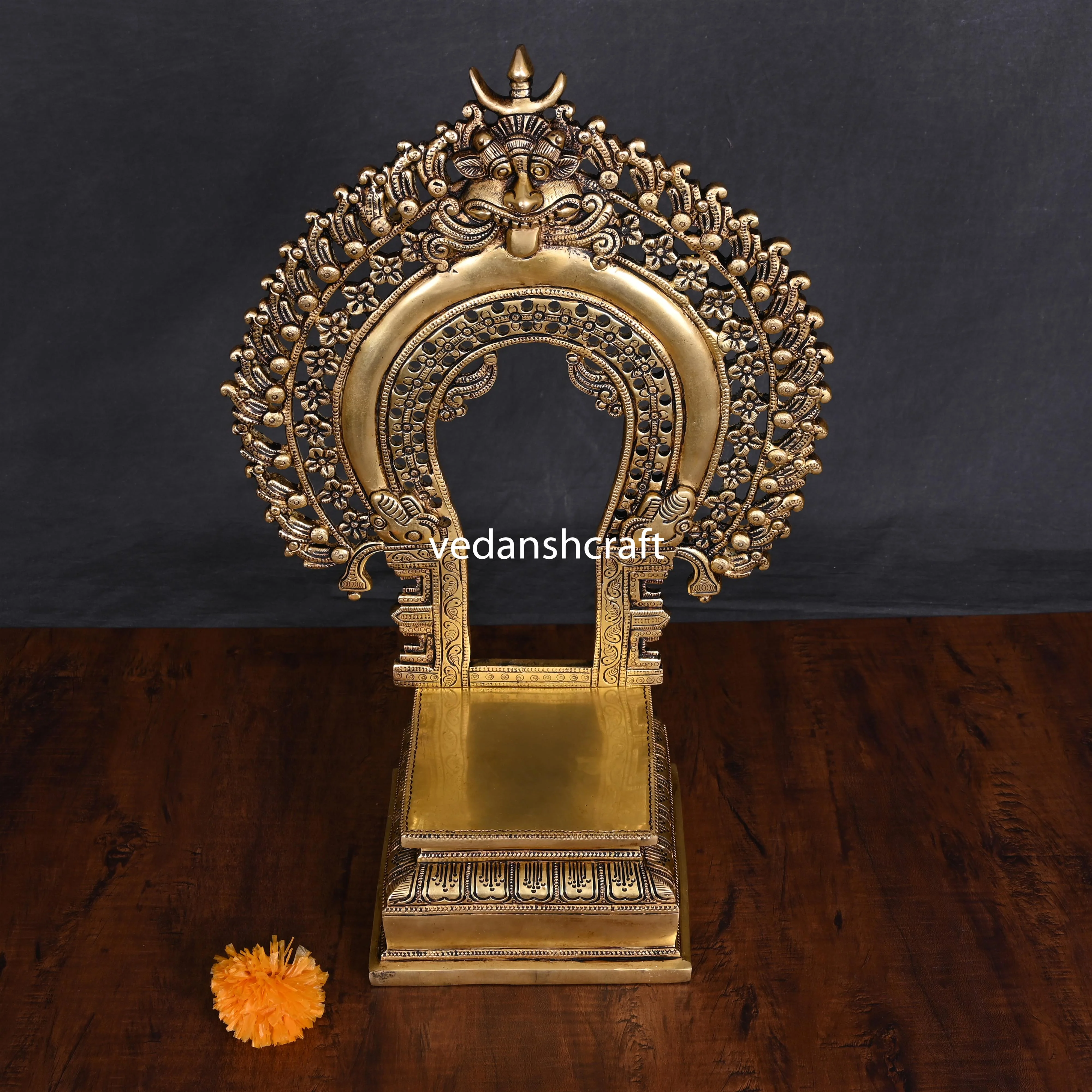 Brass Singhasan With Prabhavali Craft (18 Inch) - Image 8