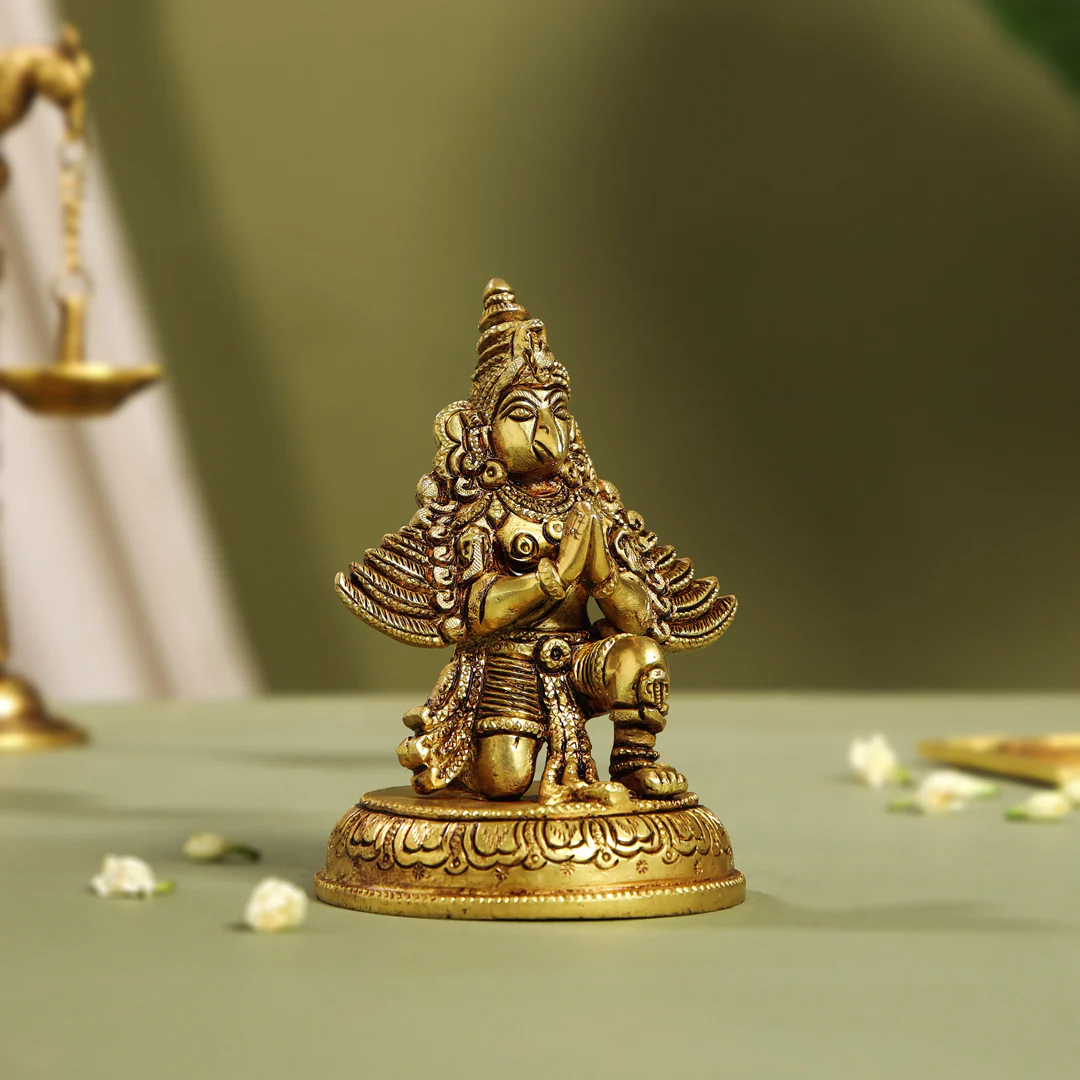 Brass Sitting Garuda Idol (5.5 Inch) - Image 2