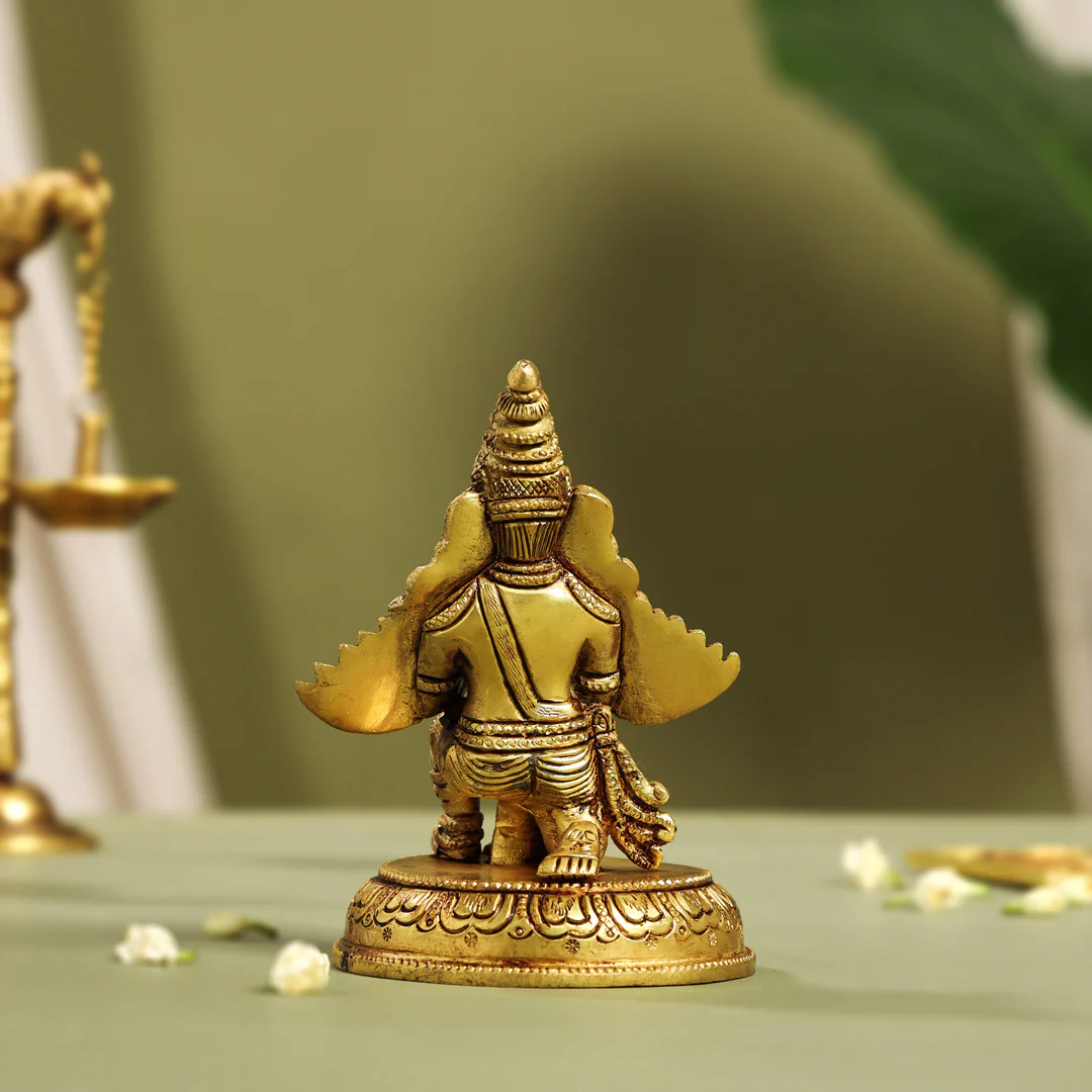 Brass Sitting Garuda Idol (5.5 Inch) - Image 3
