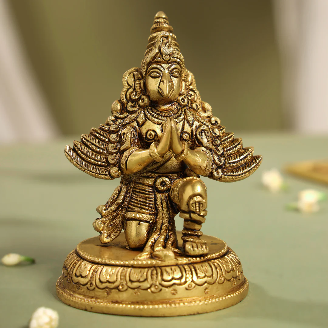 Brass Sitting Garuda Idol (5.5 Inch) - Image 4