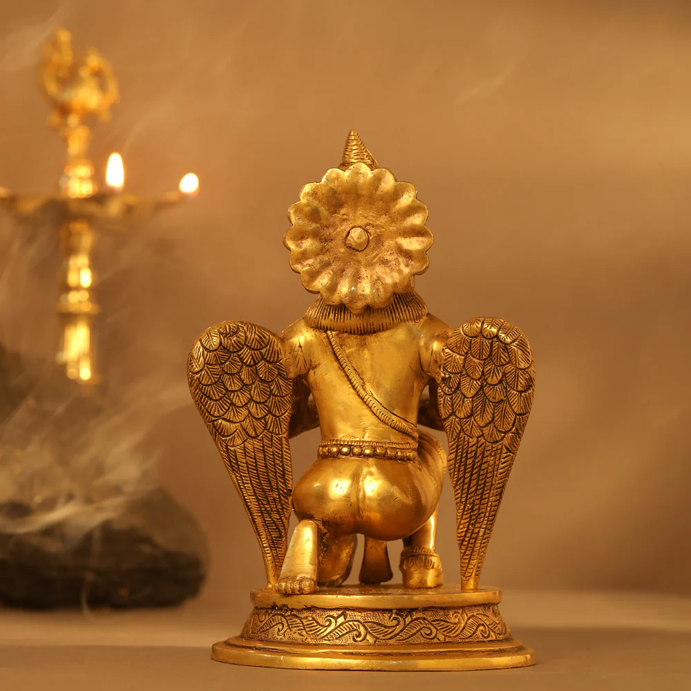 Brass Sitting Garuda Statue (9 Inch) - Image 3