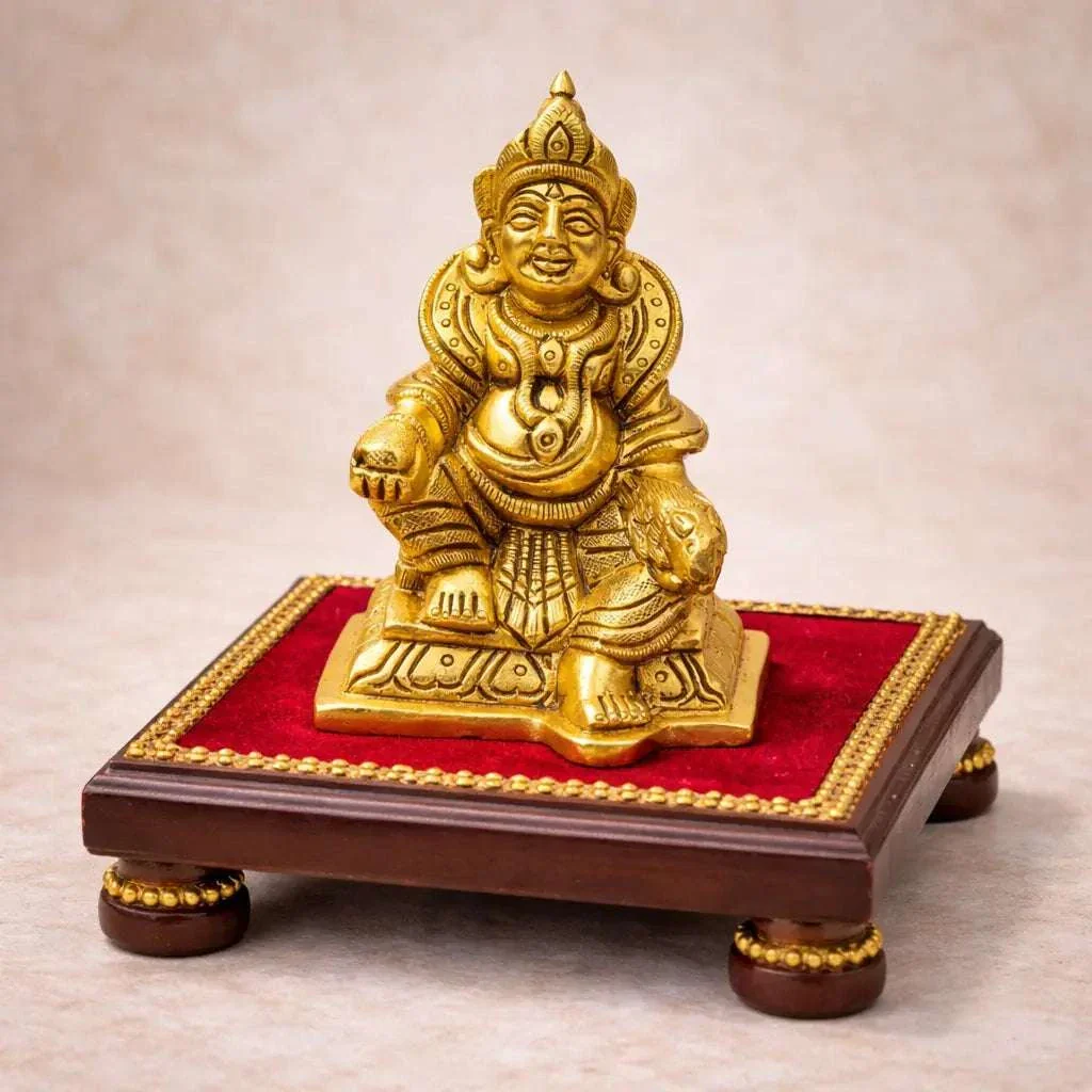 Brass Sitting Kuber Maharaj Idol (4 Inch)