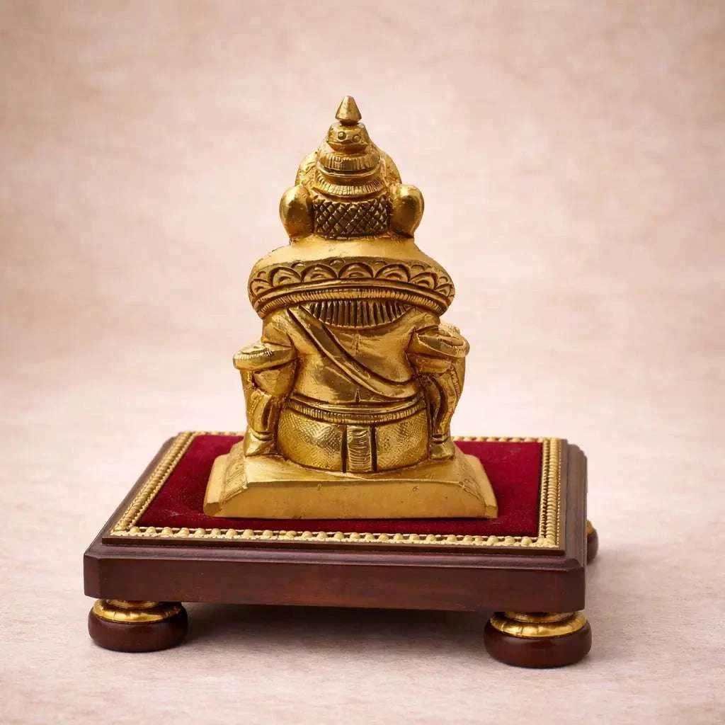 Brass Sitting Kuber Maharaj Idol (4 Inch) - Image 2