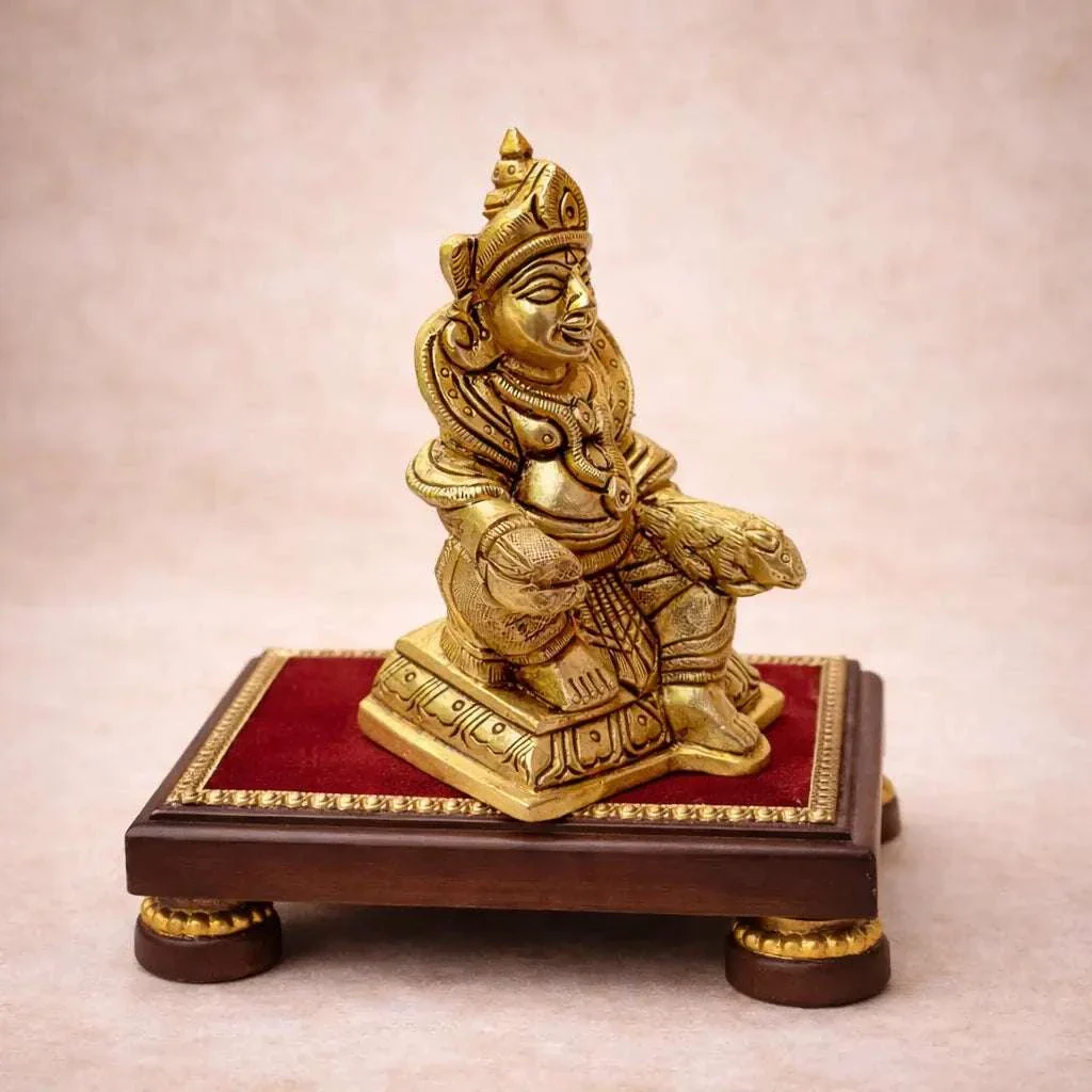 Brass Sitting Kuber Maharaj Idol (4 Inch) - Image 3