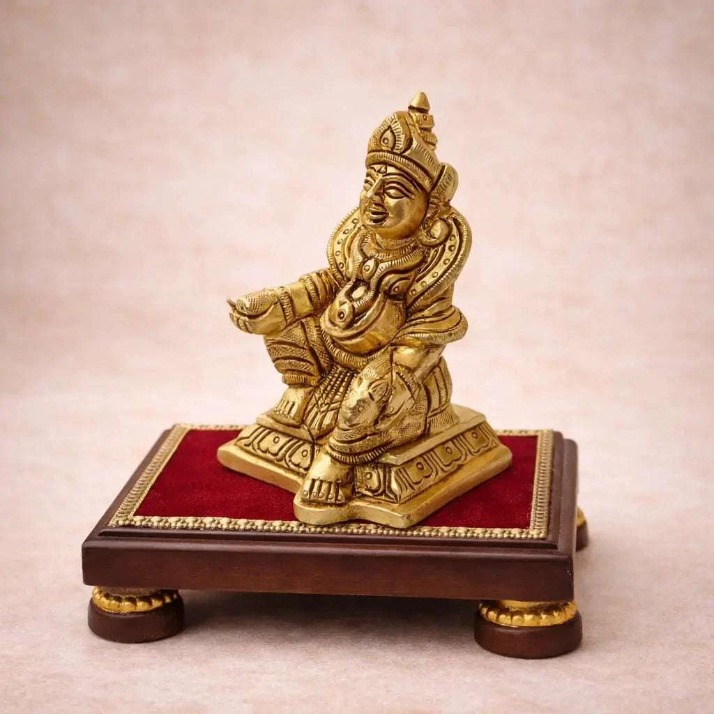 Brass Sitting Kuber Maharaj Idol (4 Inch) - Image 4