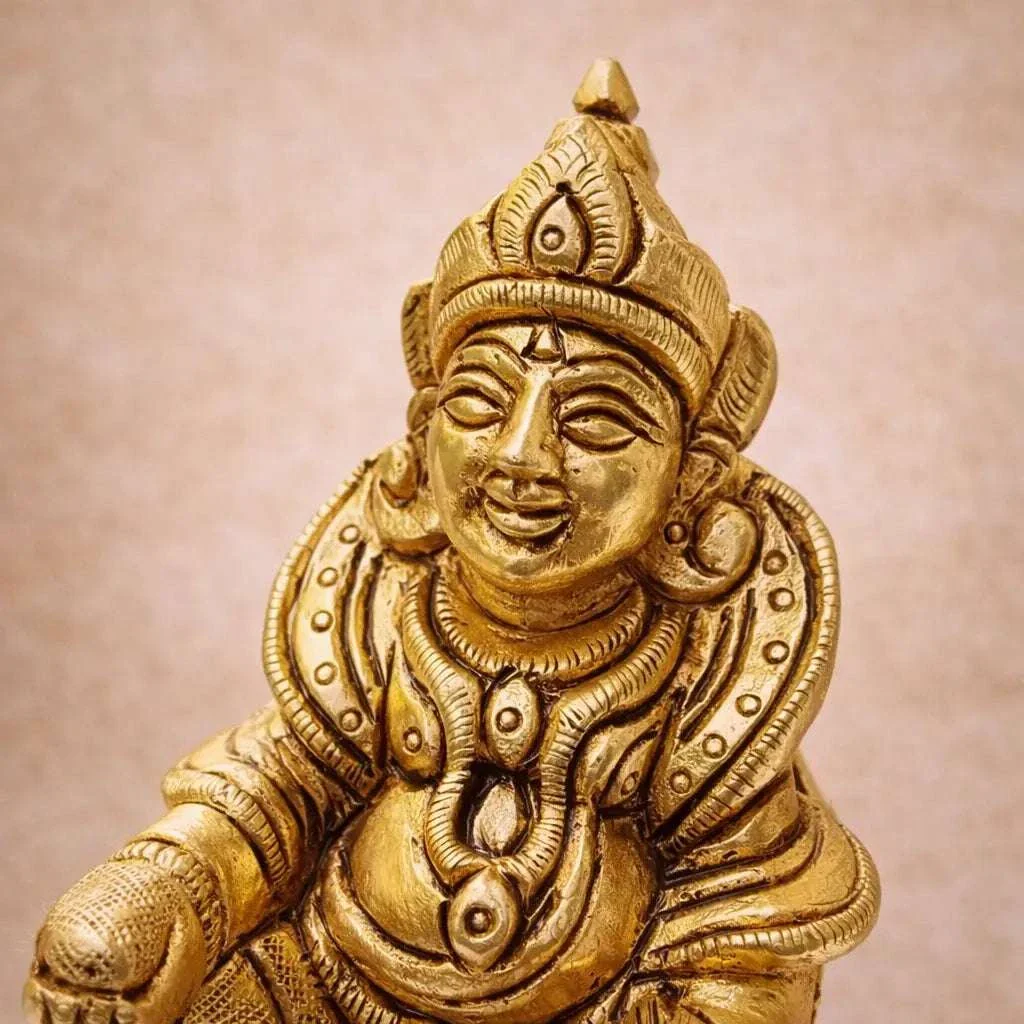 Brass Sitting Kuber Maharaj Idol (4 Inch) - Image 5