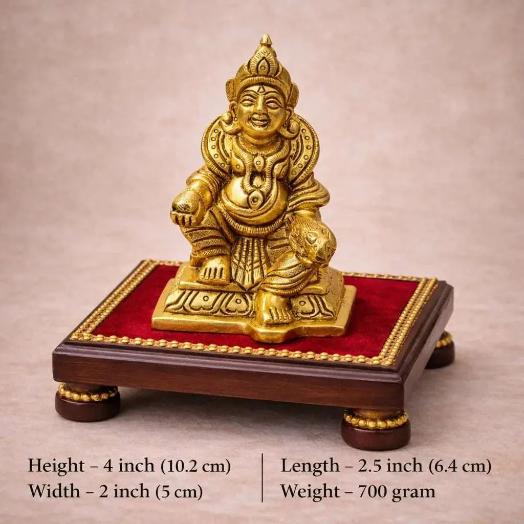Brass Sitting Kuber Maharaj Idol (4 Inch) - Image 7