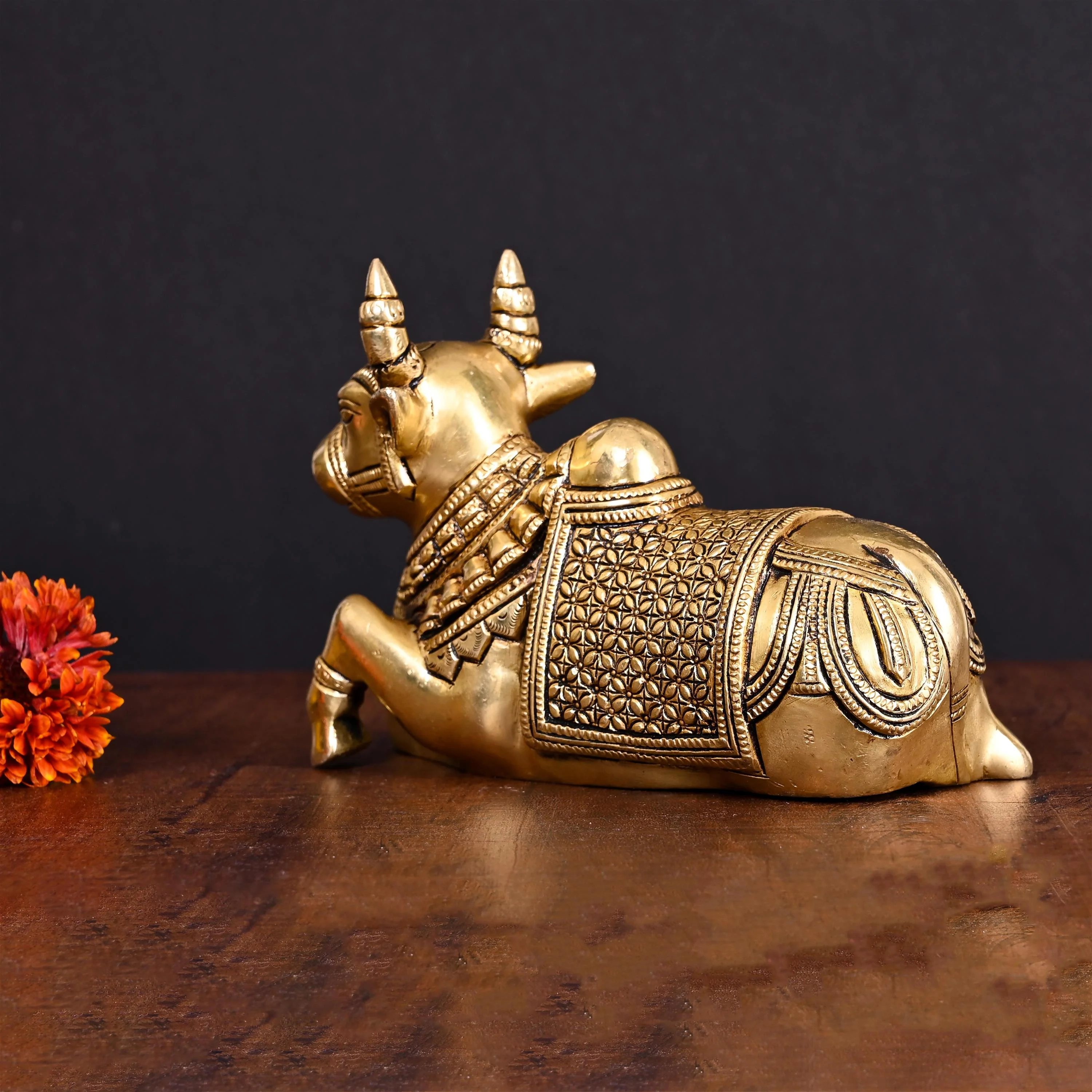 Brass Sitting Nandi Idol (5 Inch) - Image 3