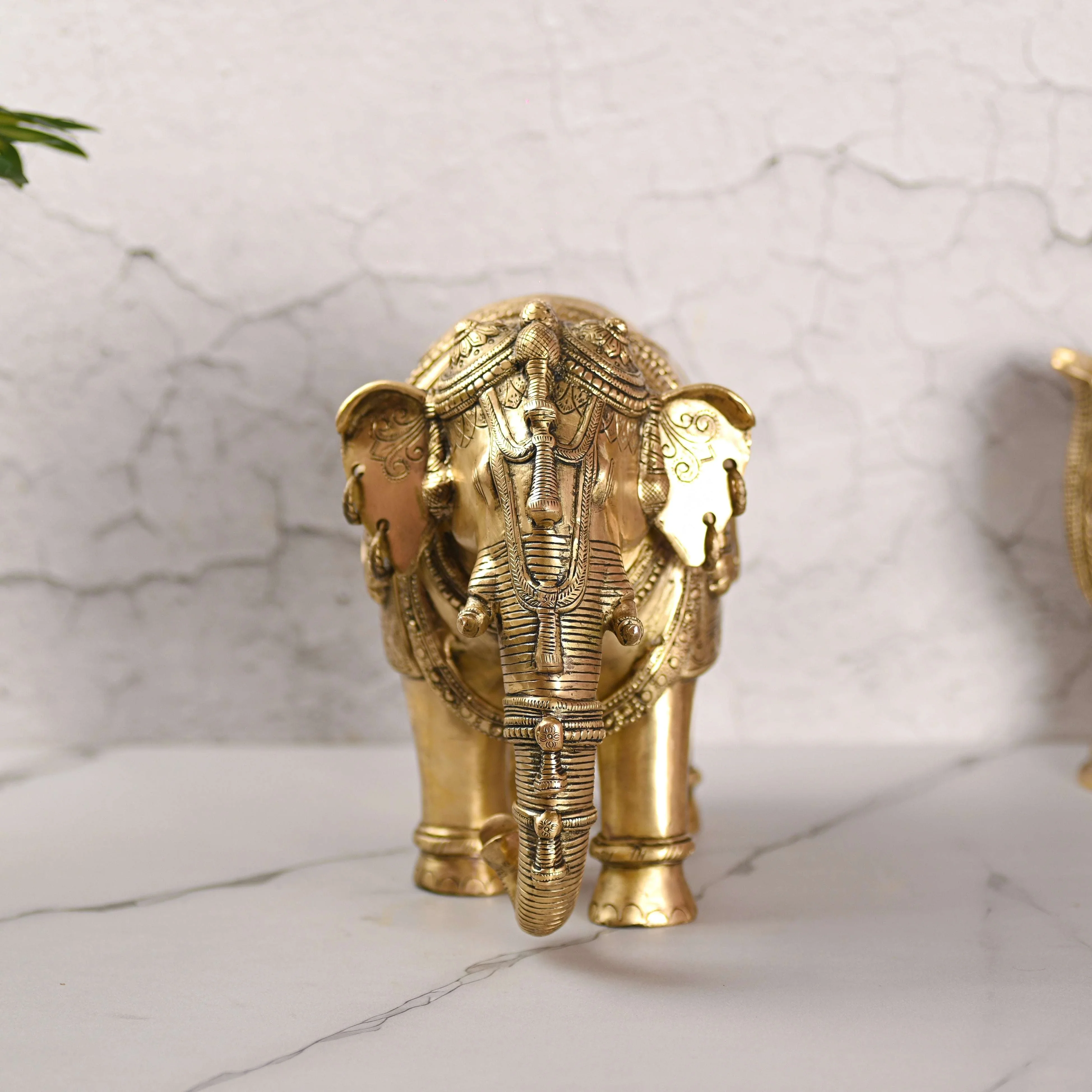 Brass Standing Elephant Royal Statue (10 Inch) - Image 3