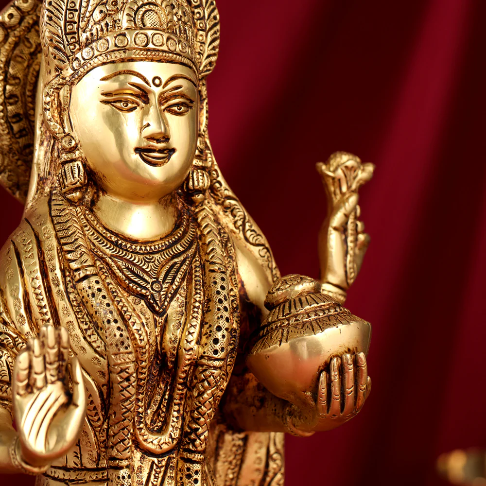 Brass Standing Goddess Lakshmi Statue (17.5 Inch) - Image 5