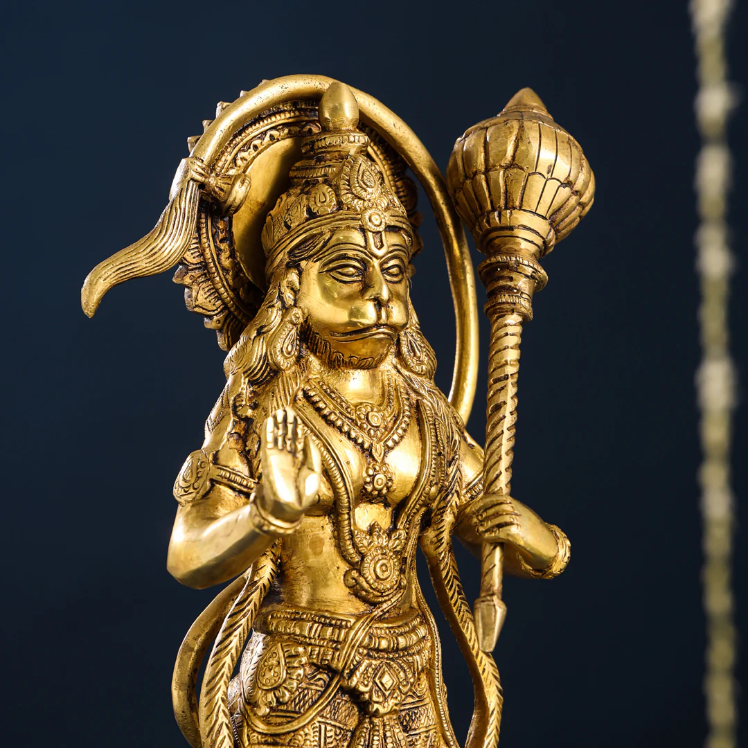 Brass Standing Hanuman Idol (15.5 Inch) - Image 5