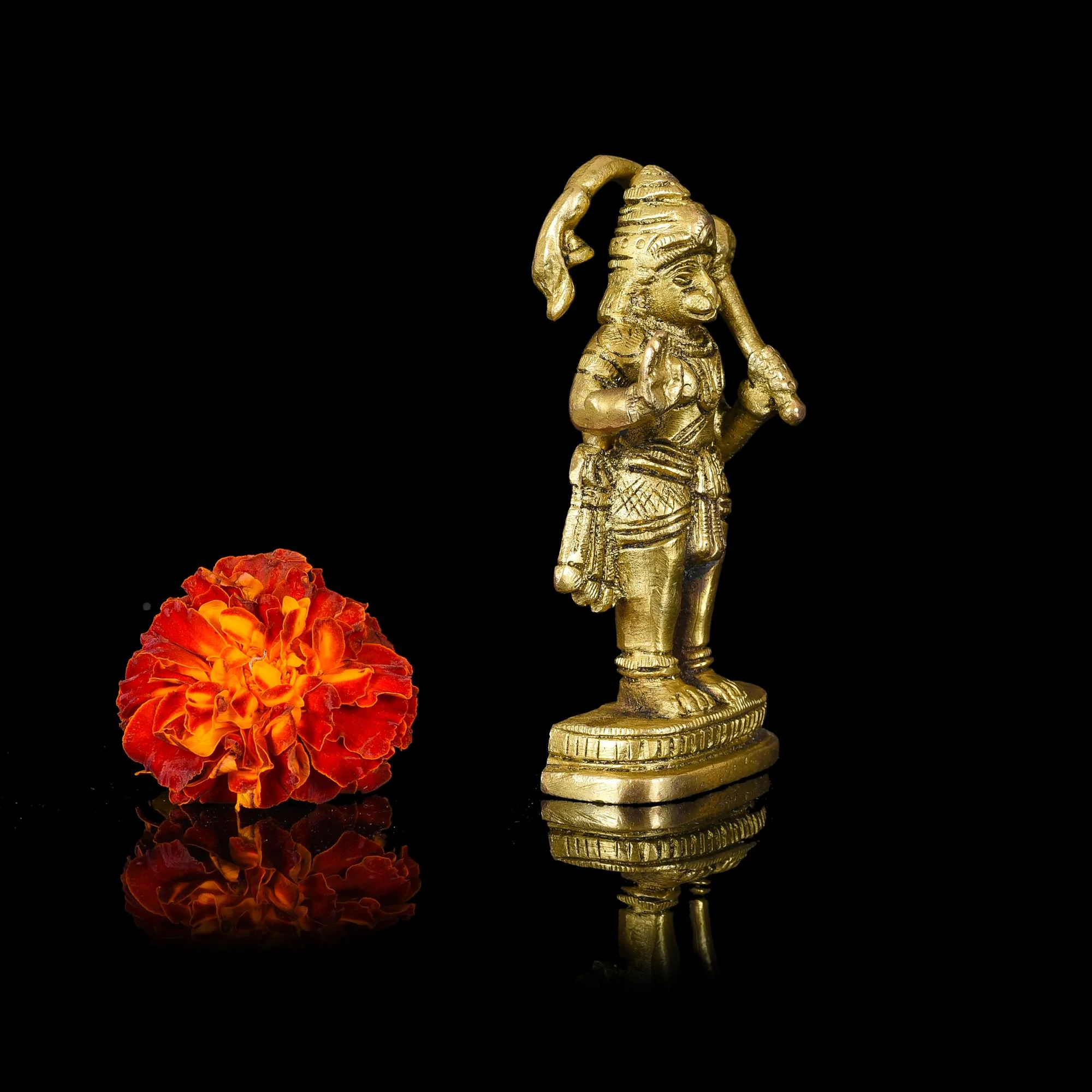 Brass Standing Hanuman Idol (4 Inch) - Image 2