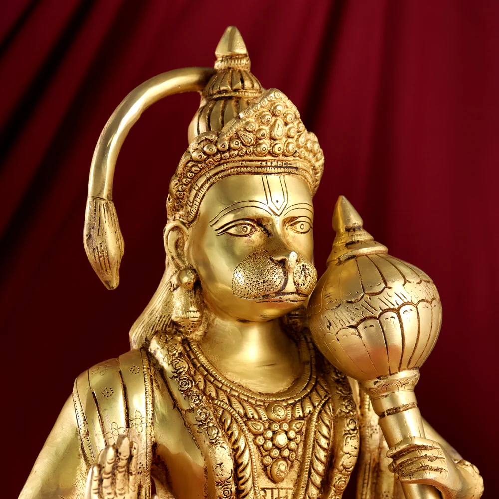 Brass Standing Hanuman Statue (27 Inch) - Image 5