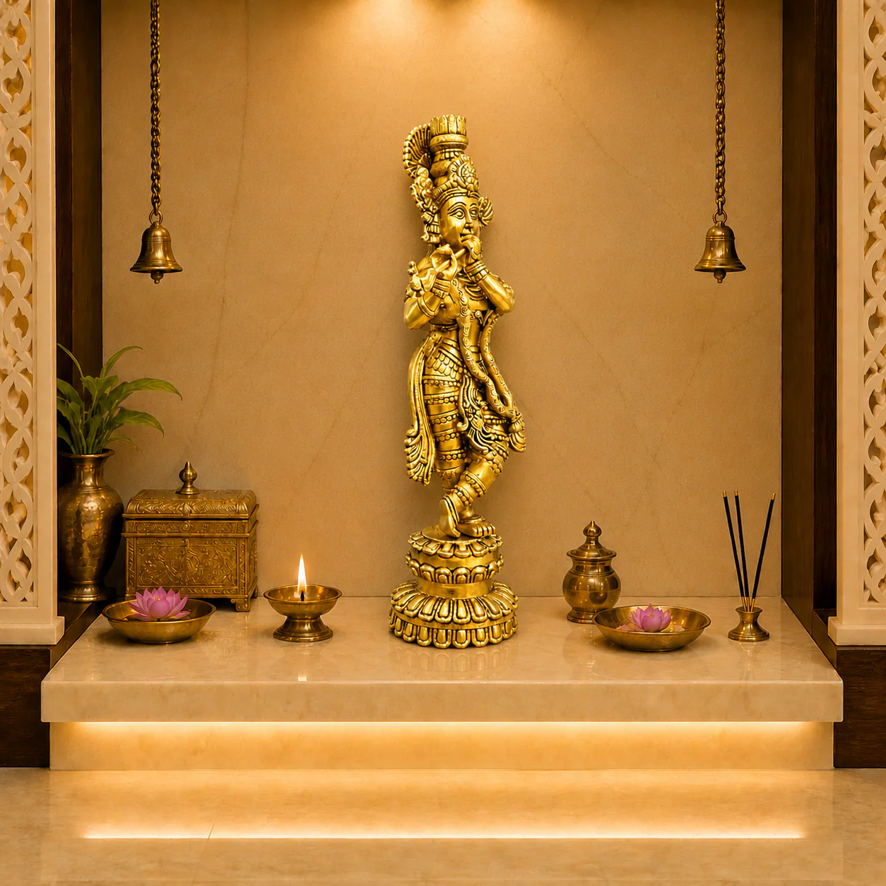 Brass Standing Krishna Idol (20 Inch) - Image 5