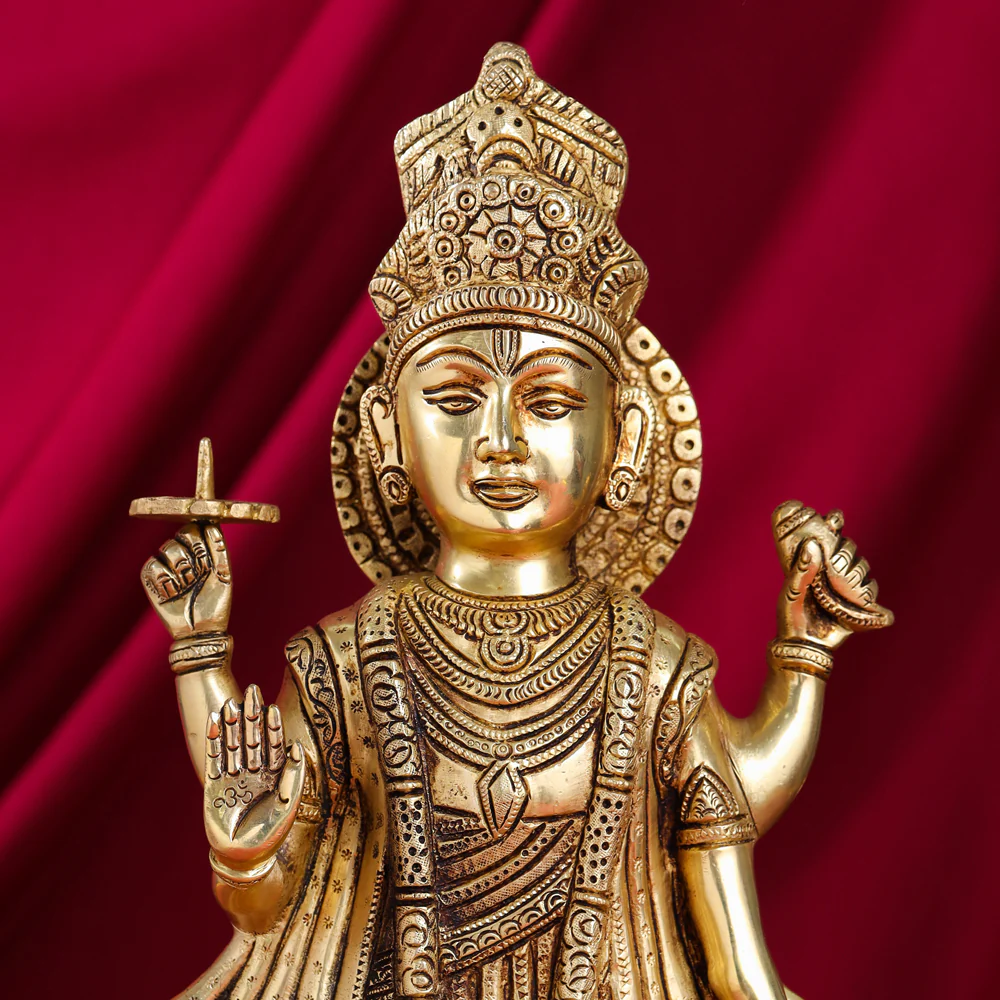 Brass Standing Lord Vishnu Statue (17.5 Inch) - Image 4