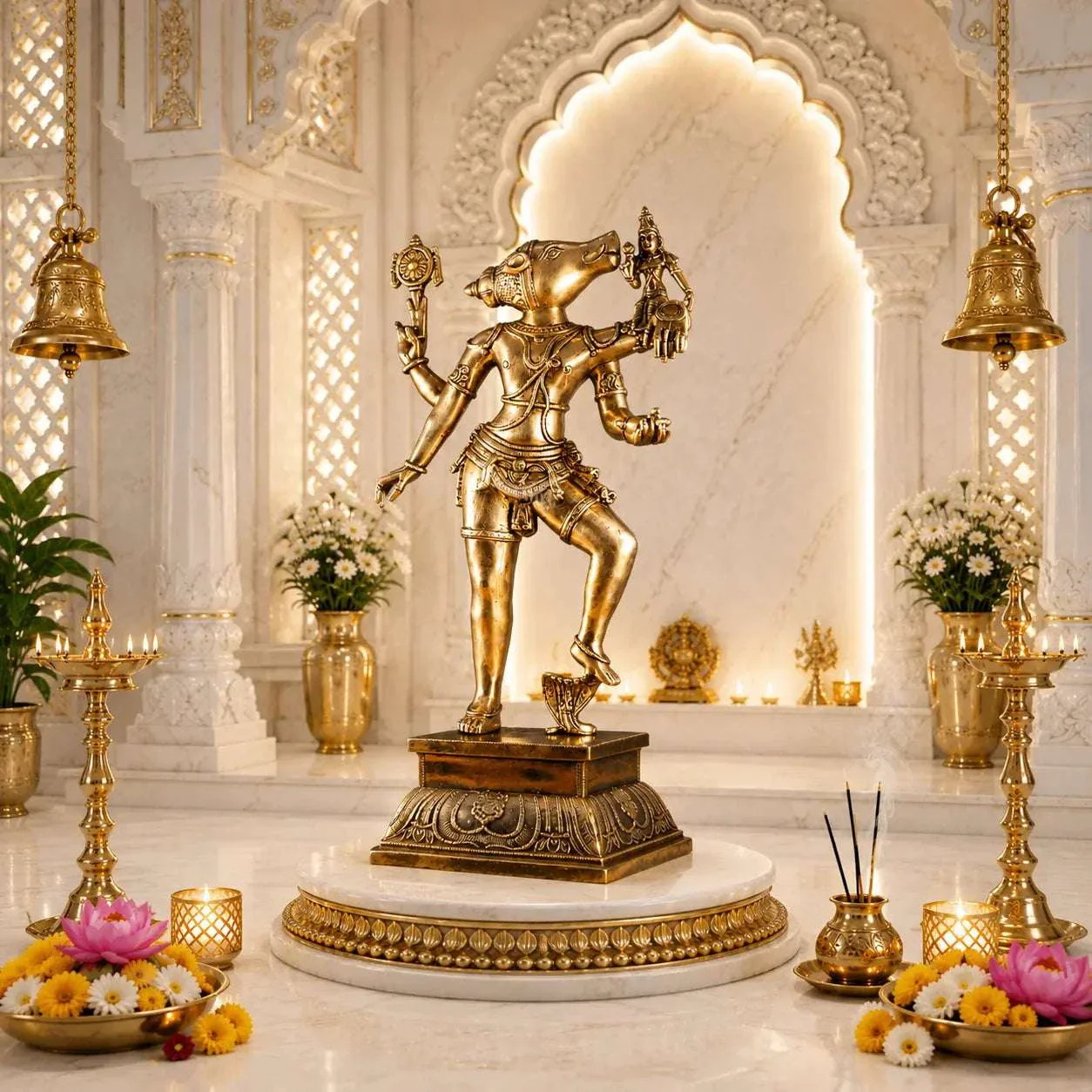 Brass Standing Varahi Devi Idol (24 Inch) - Image 3