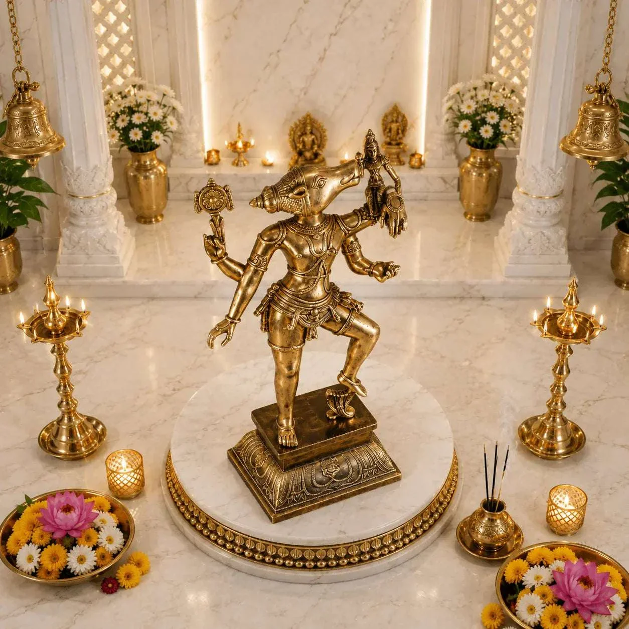 Brass Standing Varahi Devi Idol (24 Inch) - Image 4