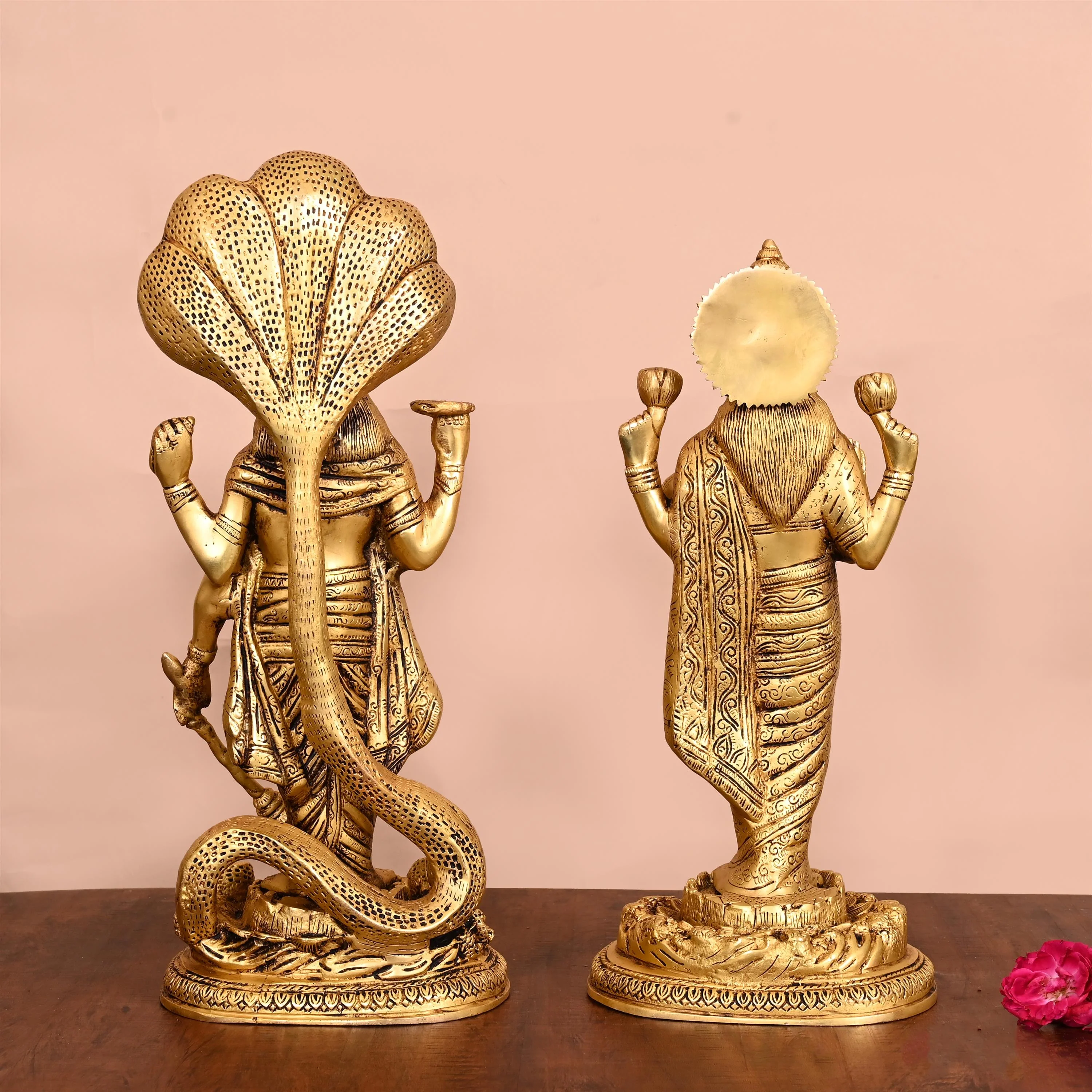 Brass Standing Vishnu Lakshmi Set - Image 3