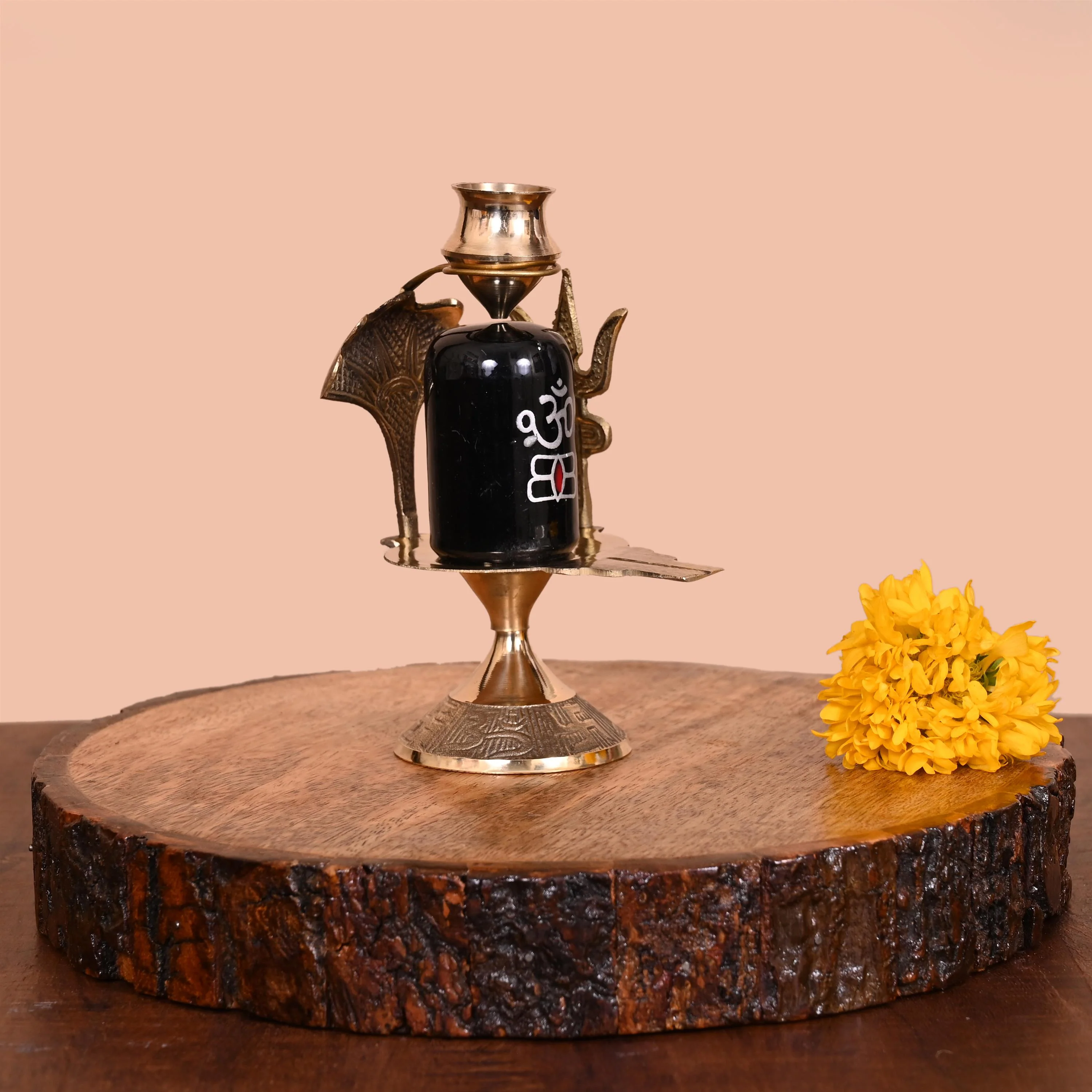 Brass Stone Shivling Idol (5.5 Inch) - Image 2