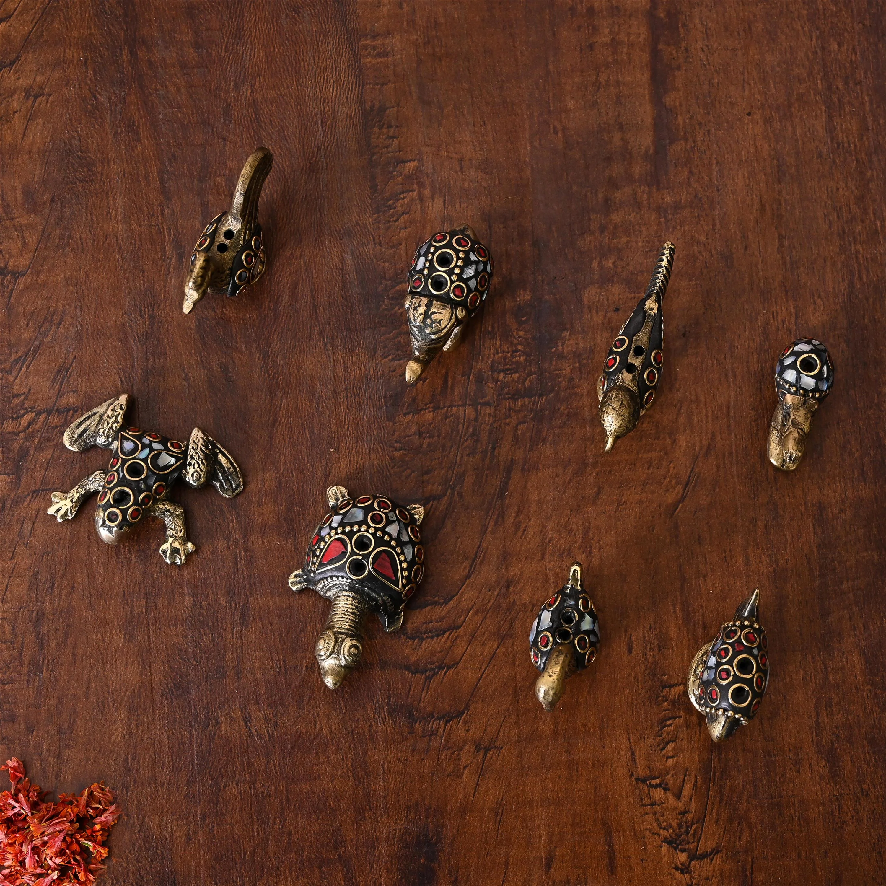 Brass Stone Work Animal Figurine Incense Holder Set - Image 11
