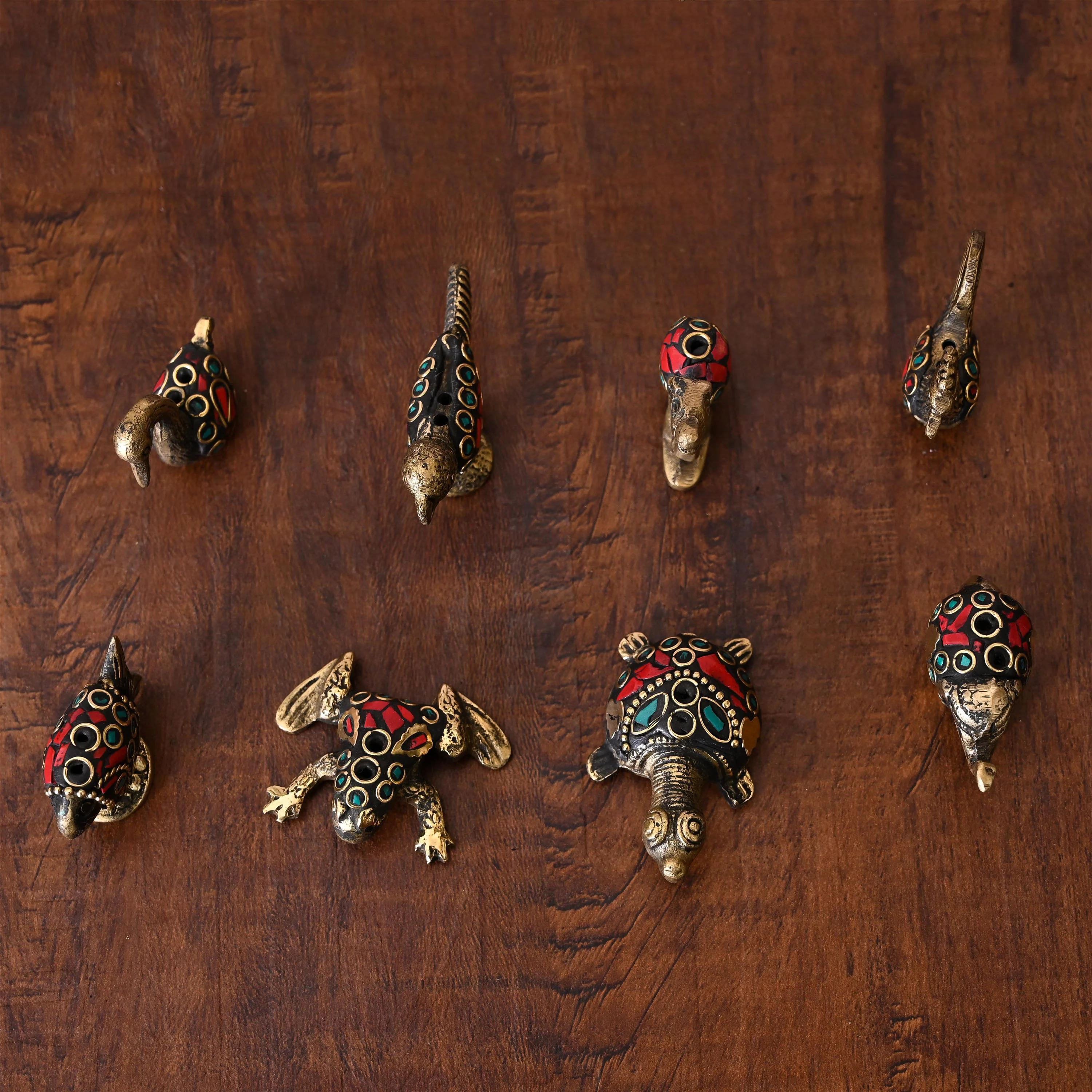 Brass Stone Work Animal Figurine Incense Holder Set - Image 5