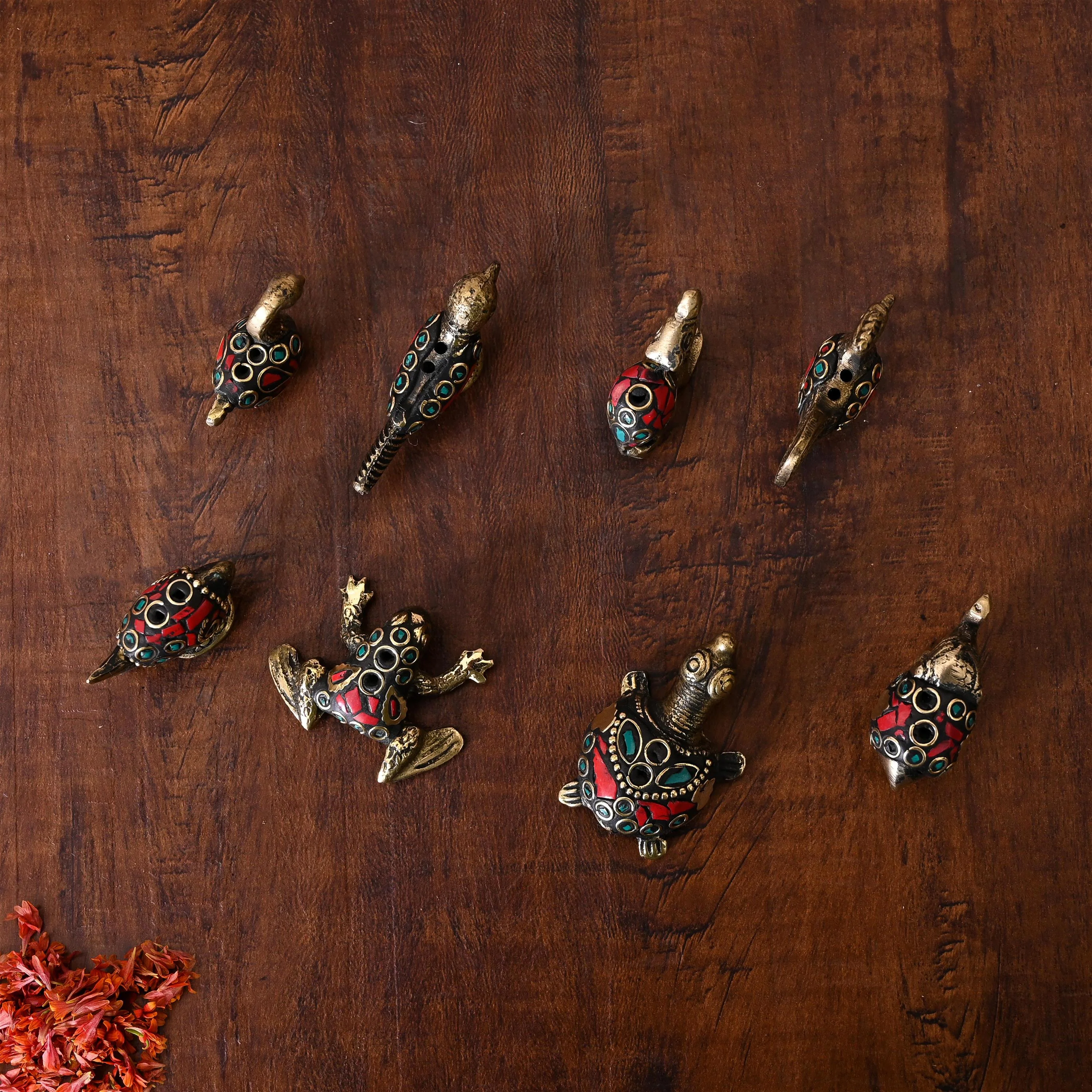 Brass Stone Work Animal Figurine Incense Holder Set - Image 6