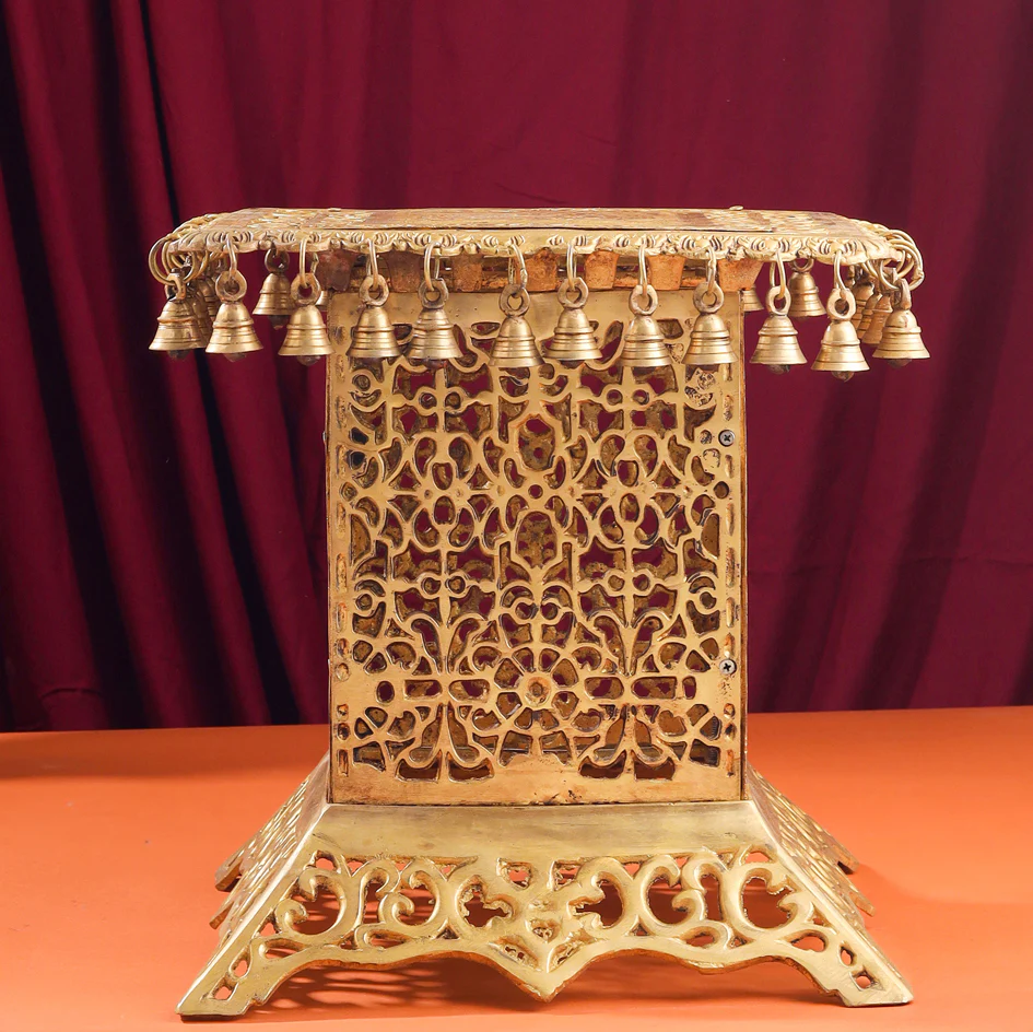 Brass Stool With Forty Hanging Bells (15.5 Inch) - Image 6