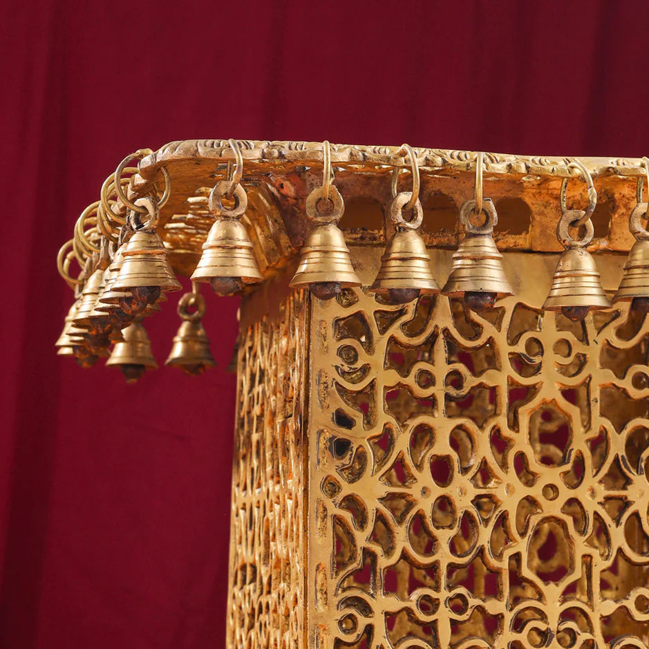 Brass Stool With Forty Hanging Bells (15.5 Inch) - Image 7