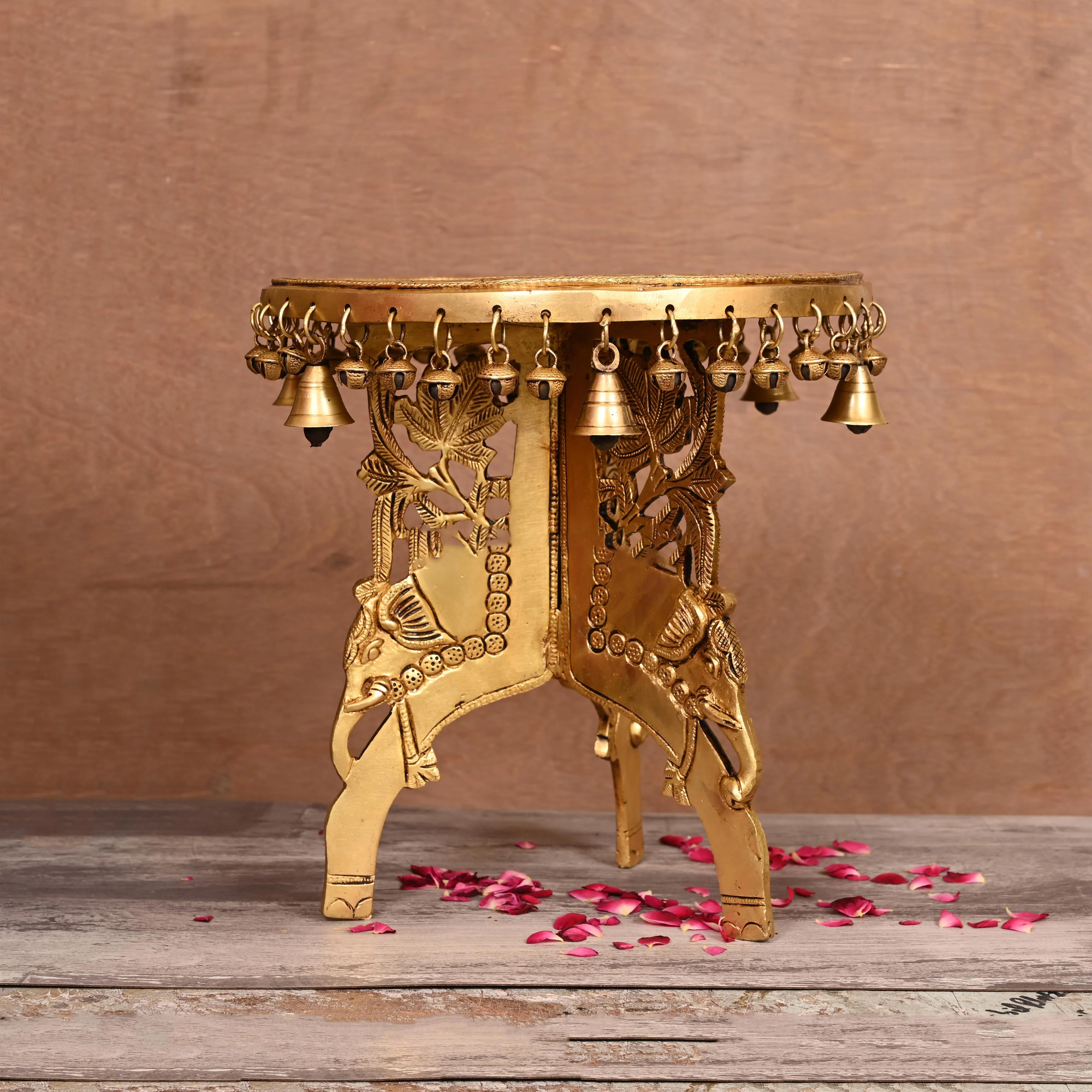 Brass Stool With Hanging Bells (12 Inch) - Image 3