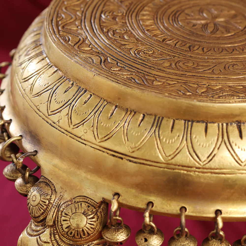 Brass Stool With Hanging Bells (9 Inch) - Image 5
