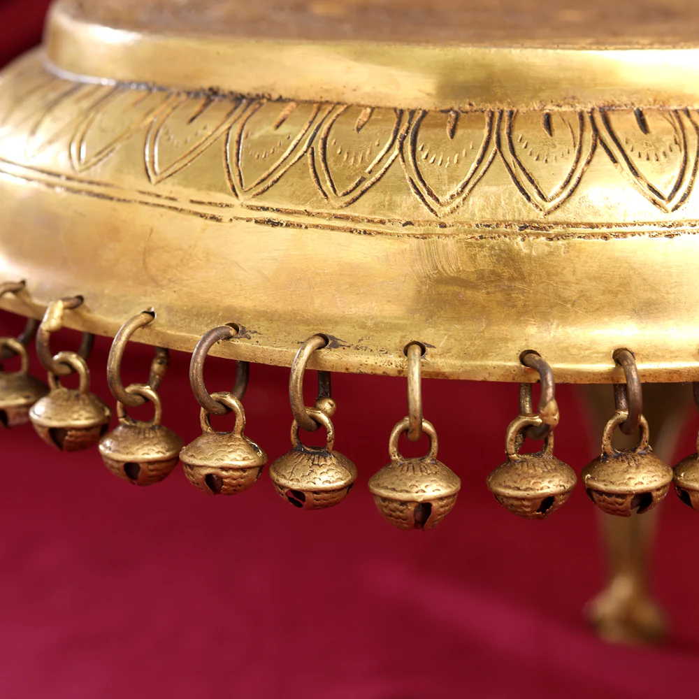 Brass Stool With Hanging Bells (9 Inch) - Image 6