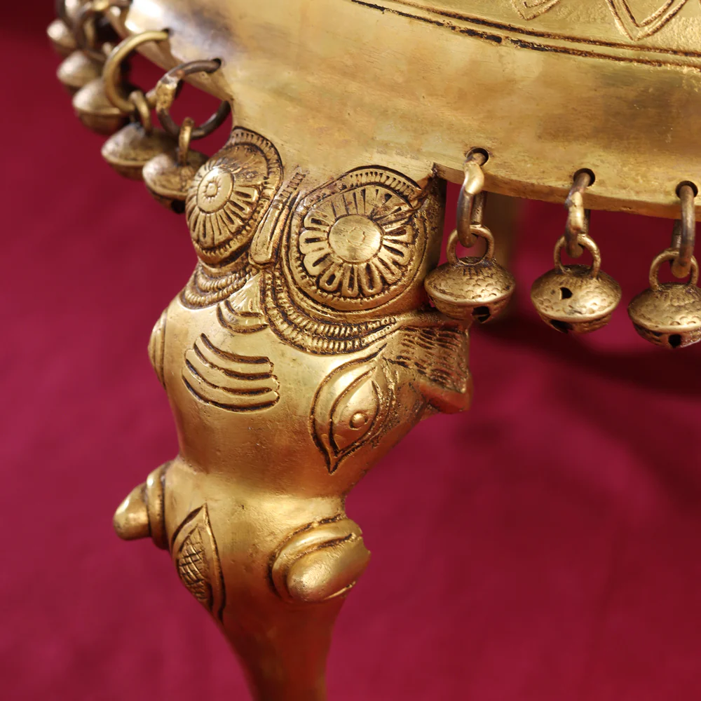 Brass Stool With Hanging Bells (9 Inch) - Image 7