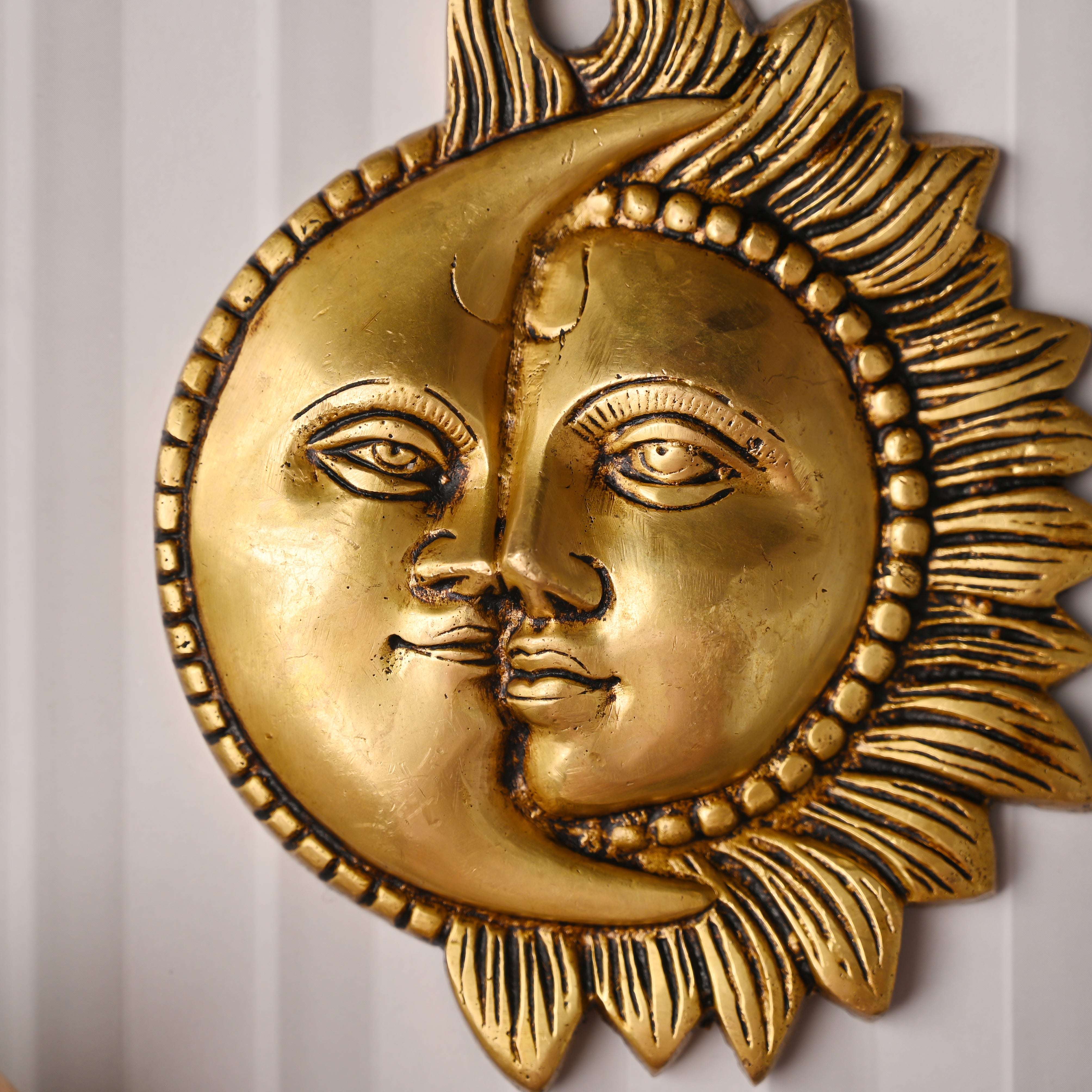 Brass Sun With Moon Wall Hanging – Handmade Premium Brass Decor (6.4 Inch) - Image 5