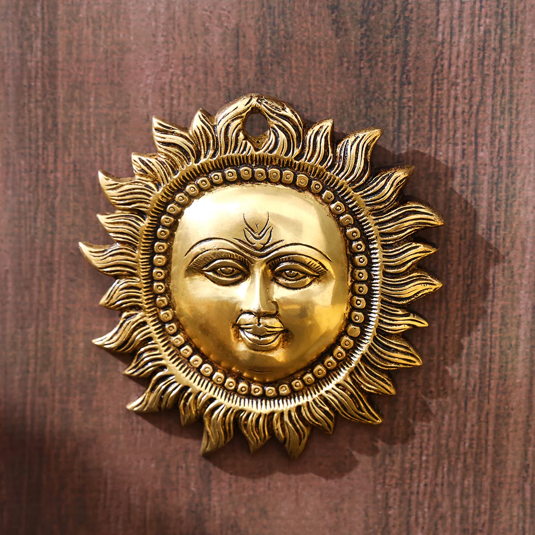 Brass Sun Face Wall Hanging (5.8 Inch) - Image 3