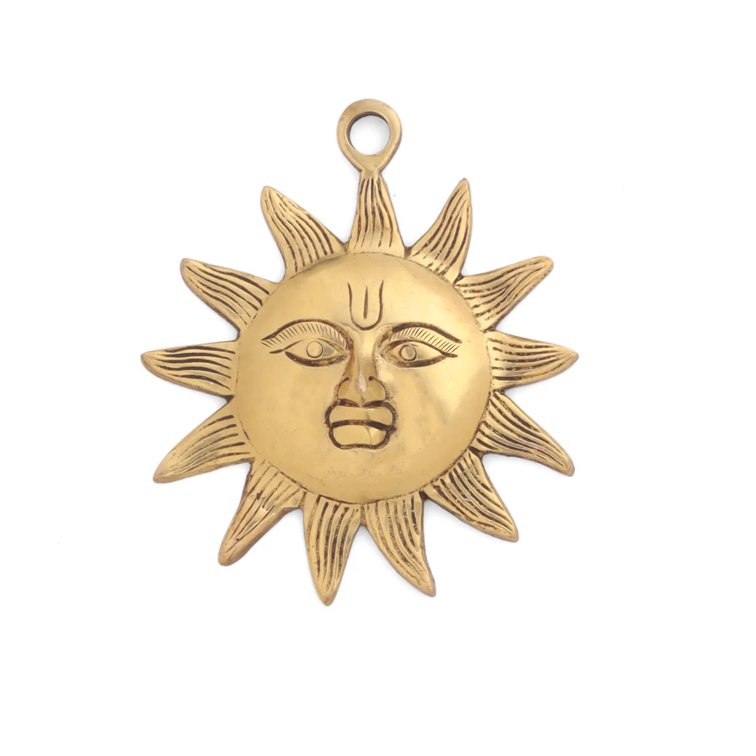 Brass Sun Face Wall Hanging (5 Inch) - Image 4