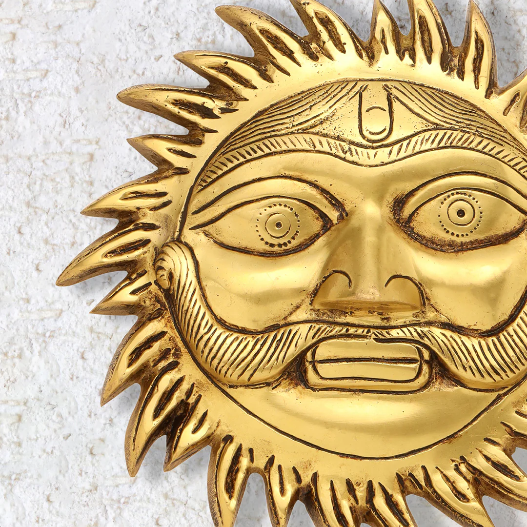 Brass Sun Face Wall Hanging (7 Inch) - Image 3