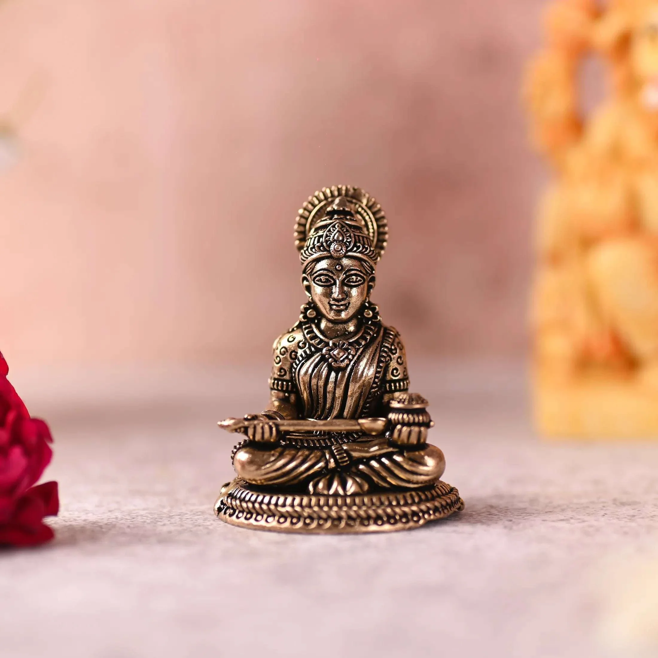 Brass Superfine Sitting Annapurna Devi Lightweight Idol (2.5 Inch)