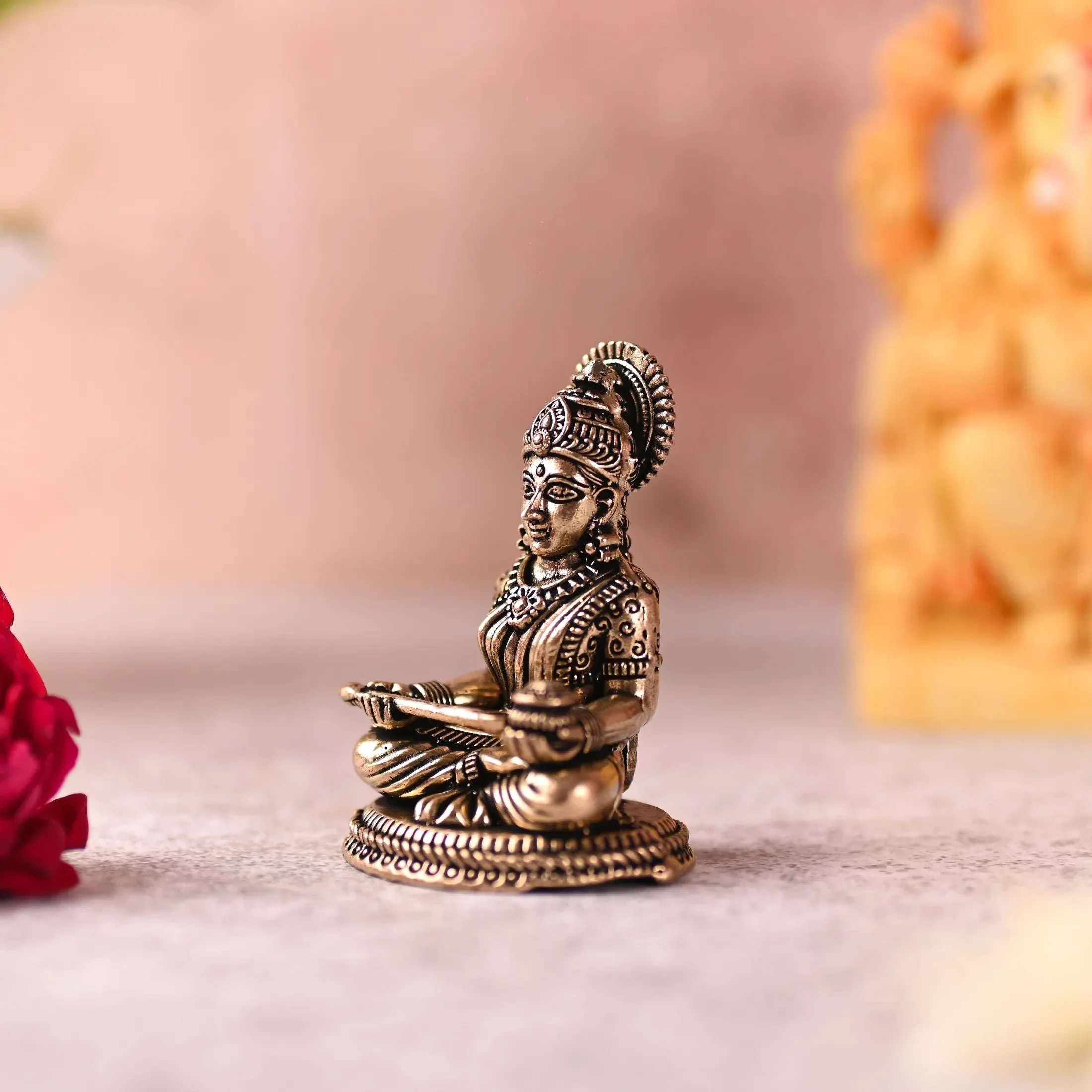 Brass Superfine Sitting Annapurna Devi Lightweight Idol (2.5 Inch) - Image 2