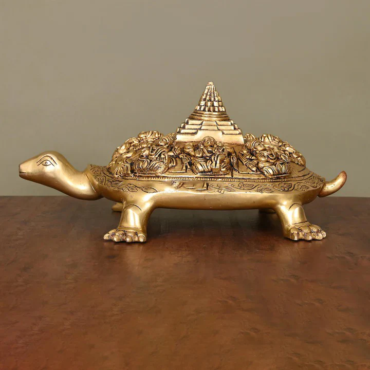 Brass Superfine Ashtalakshmi Shree Yantra Tortoise (6 Inch) - Image 2