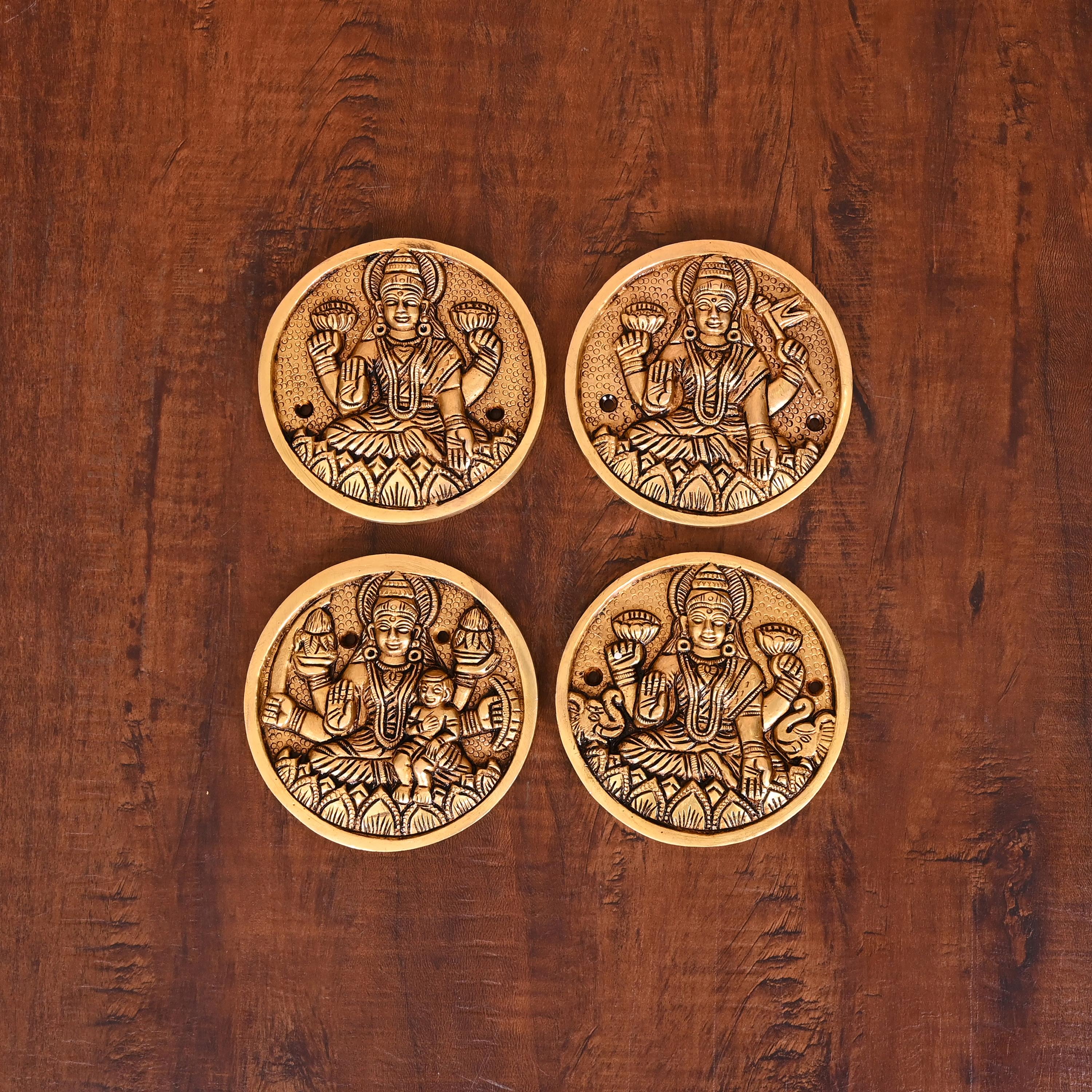 Brass Superfine Ashtalakshmi Wall Hanging Plates Set (3.8 Inch) - Image 2