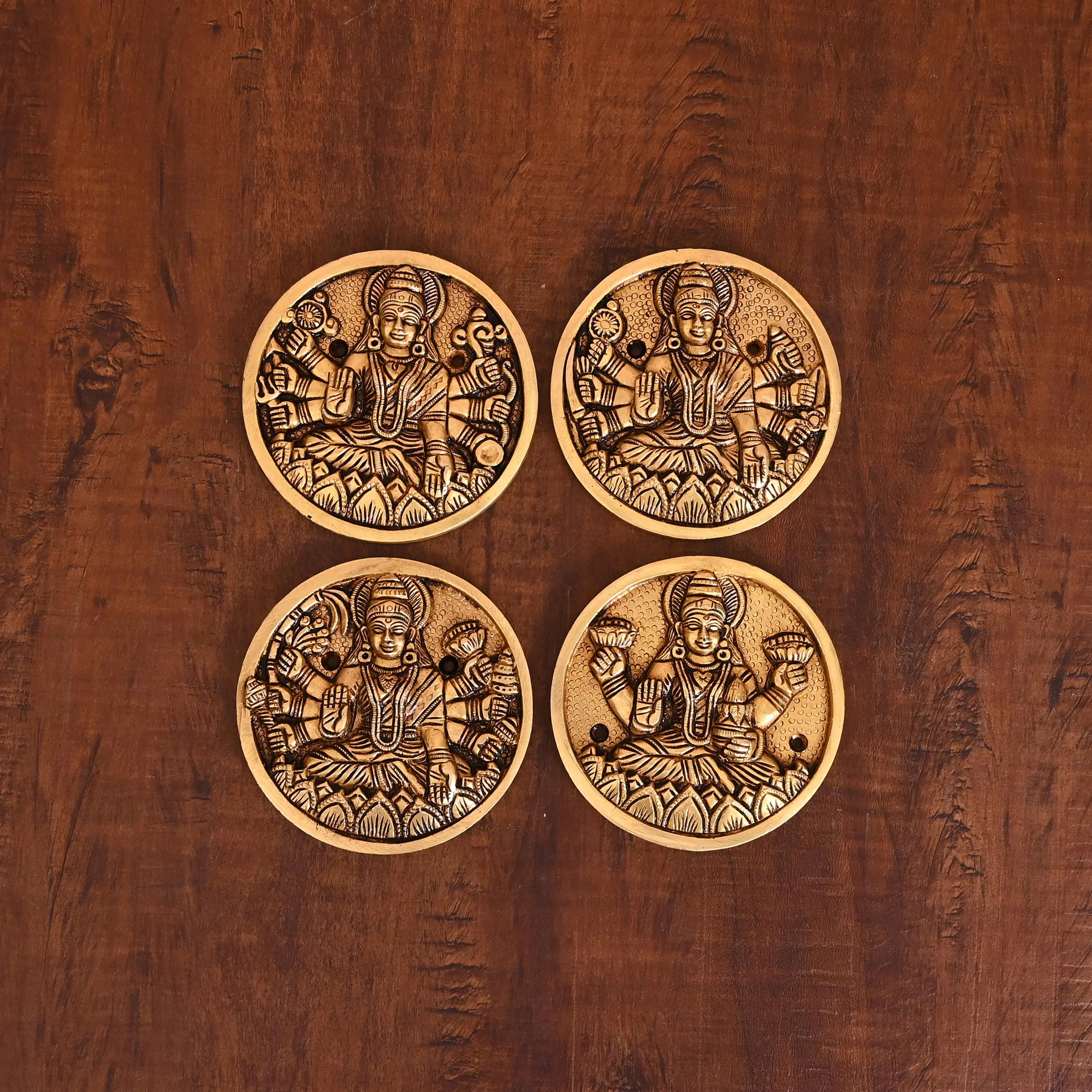 Brass Superfine Ashtalakshmi Wall Hanging Plates Set (3.8 Inch) - Image 3