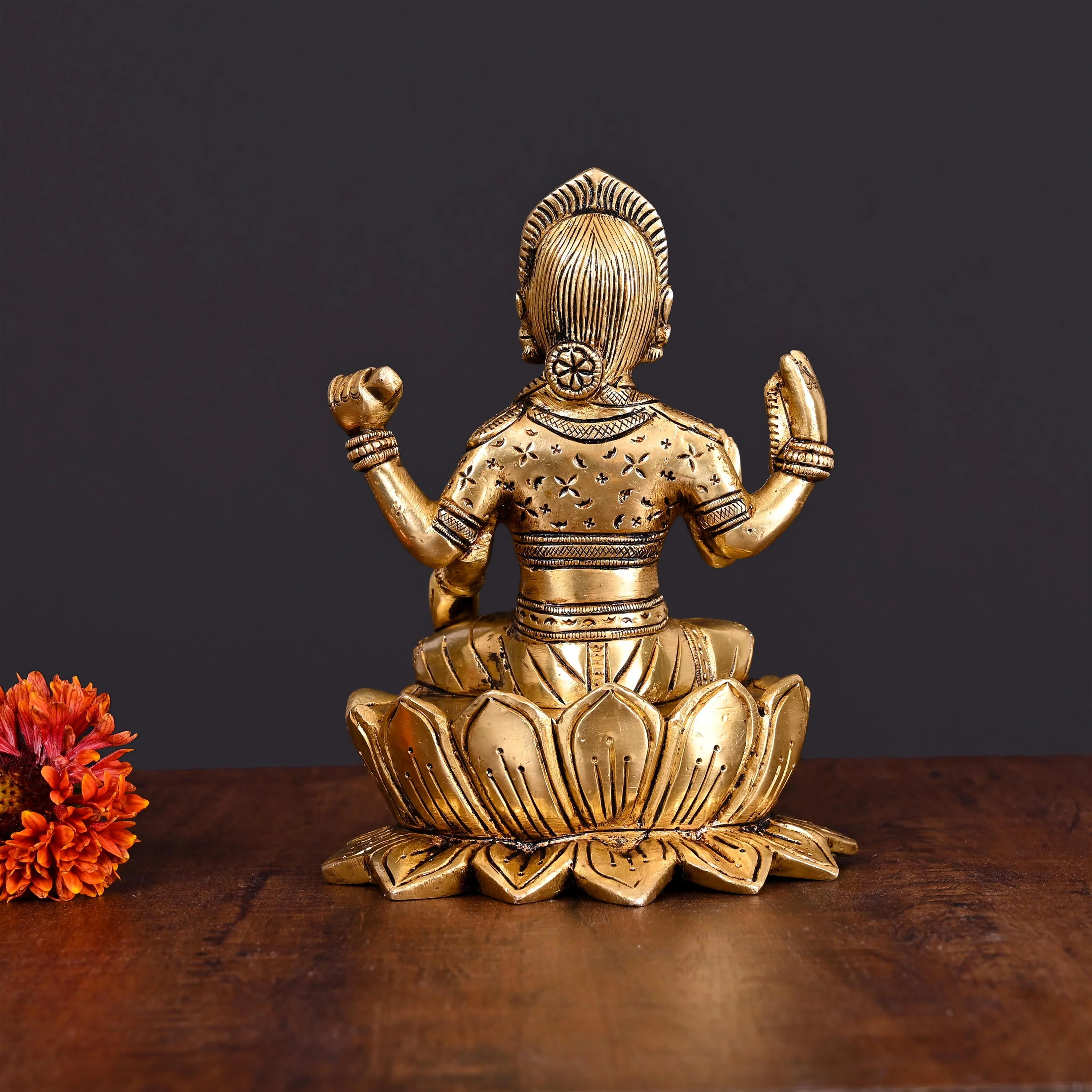Brass Superfine Bala Tripurasundari Idol On Lotus (7 Inch) - Image 3