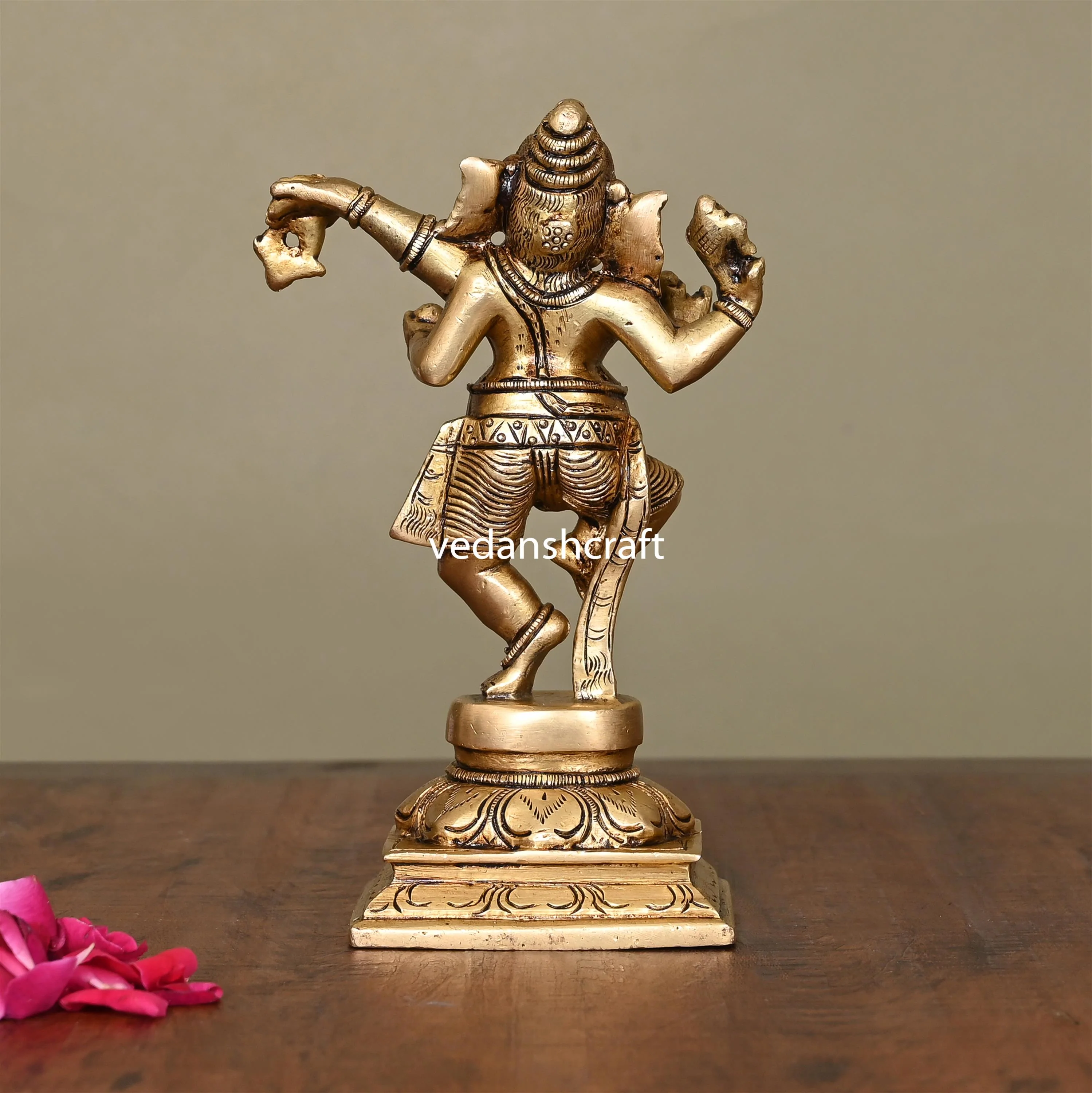 Brass Superfine Dancing Ganesha Idol (6.2 Inch) - Image 4