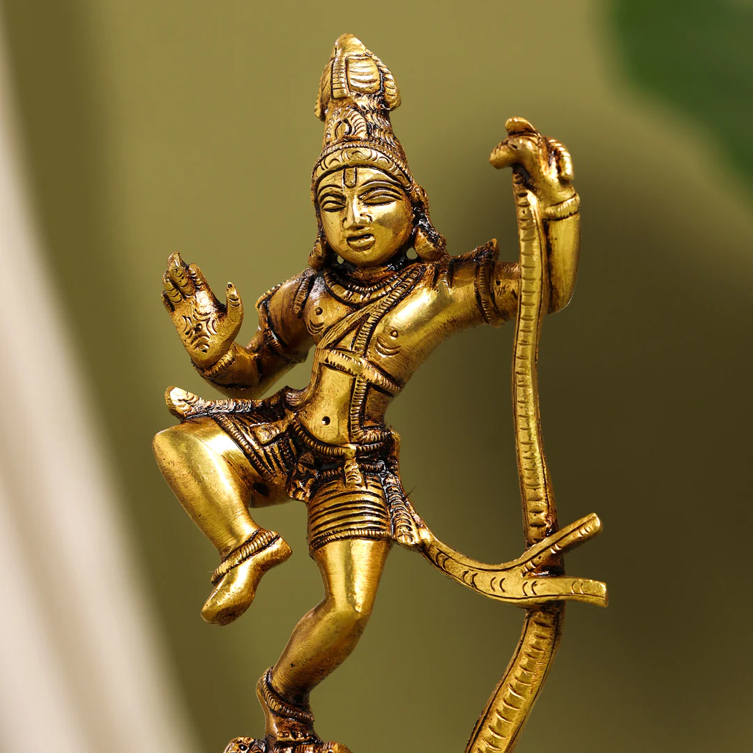 Brass Superfine Dancing Kalinga Krishna Statue (8.5 Inch) - Image 5